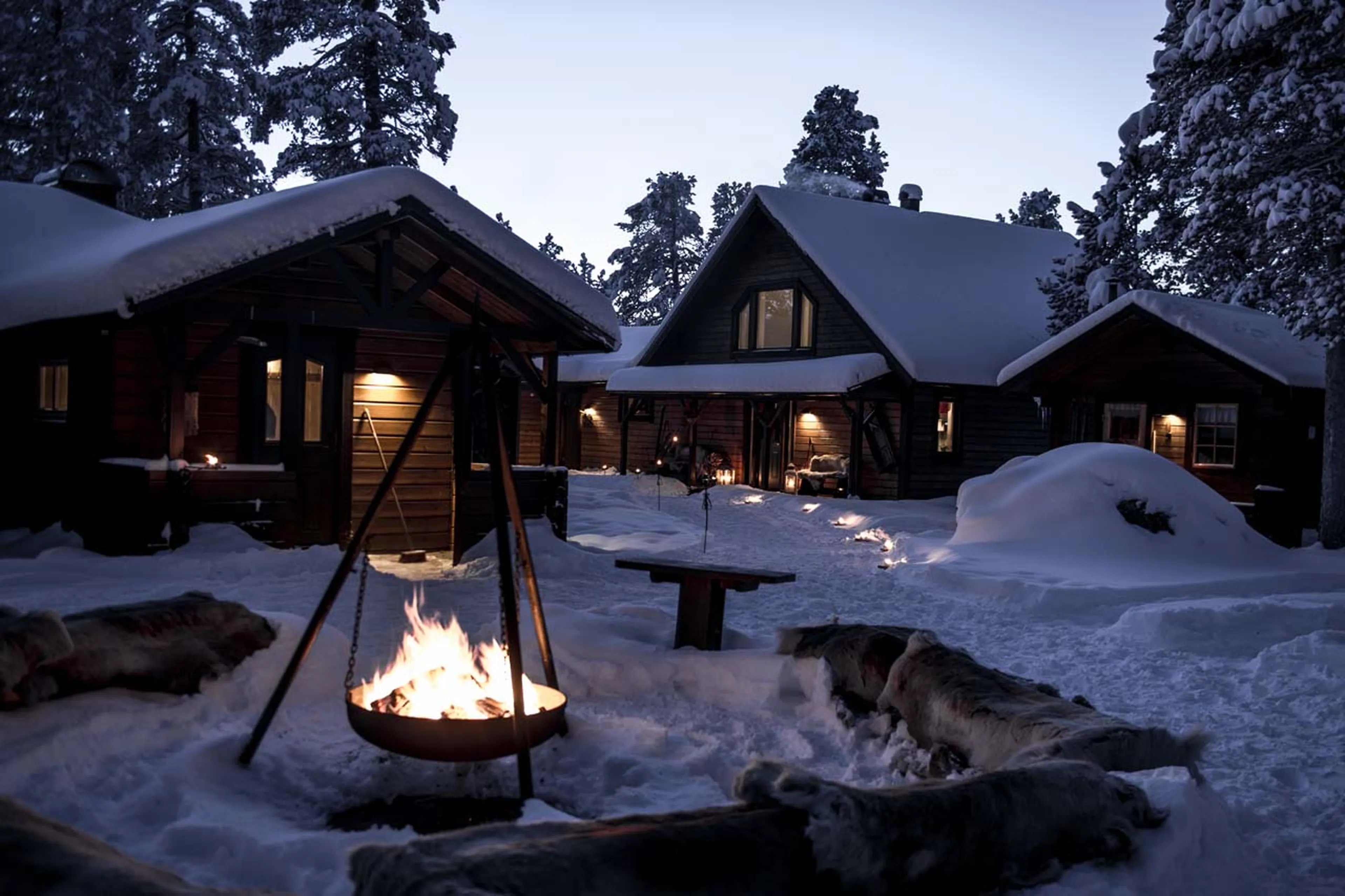 Fire pit of Fjellborg Arctic Lodge in Sweden