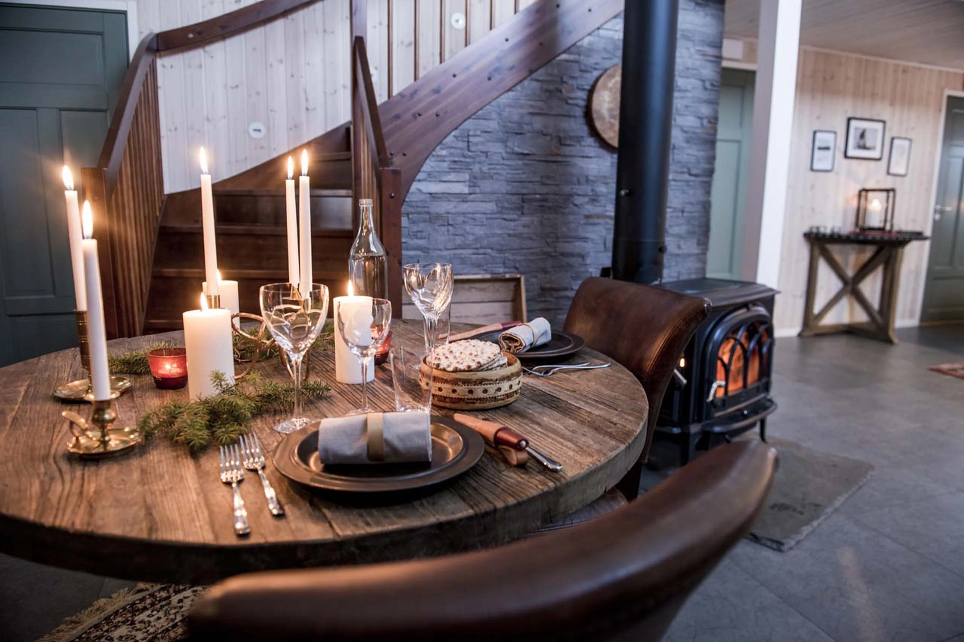 Dining table at Fjellborg Arctic Lodge in Sweden