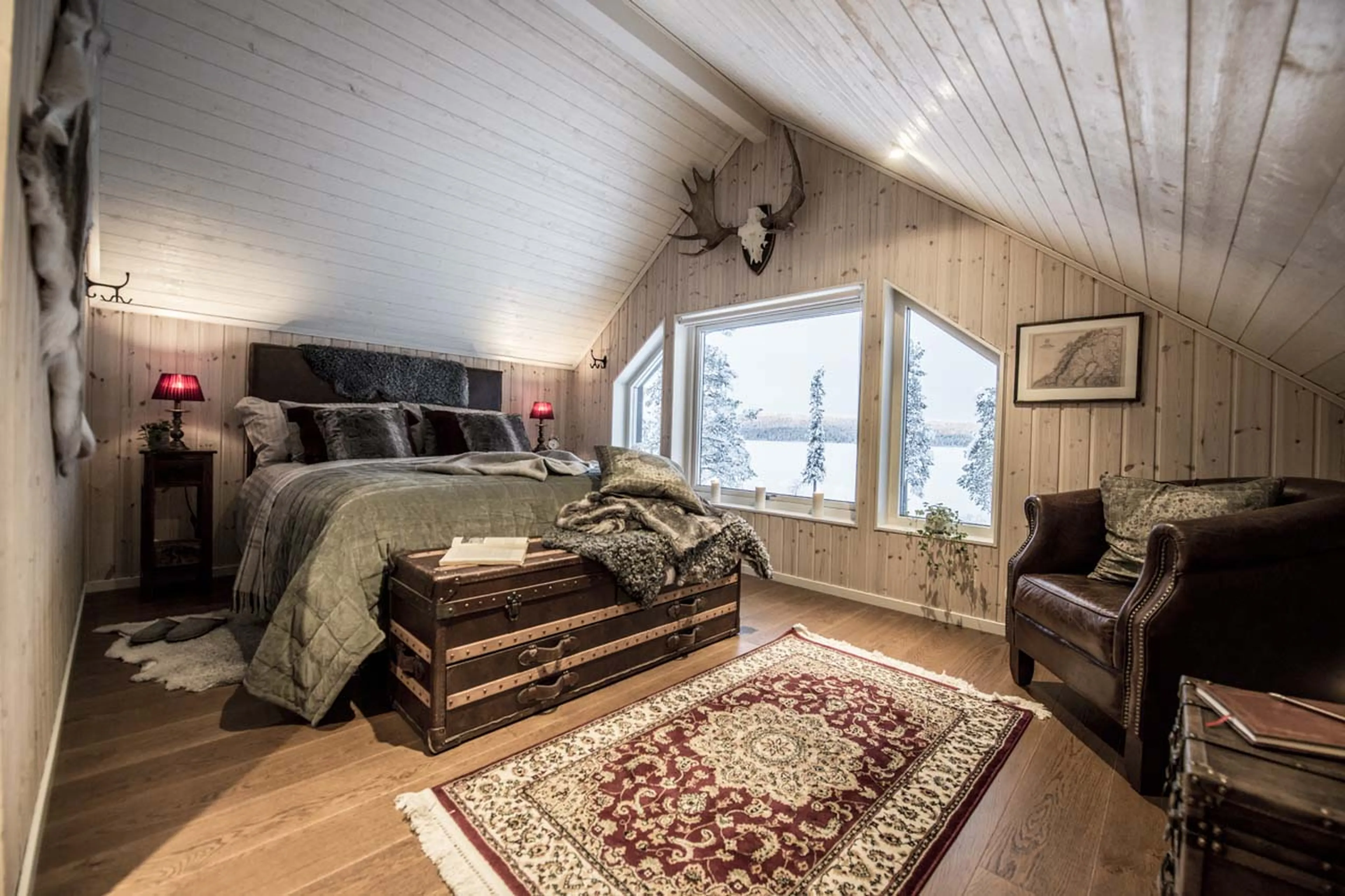 Bedroom at Fjellborg Arctic Lodge in Sweden