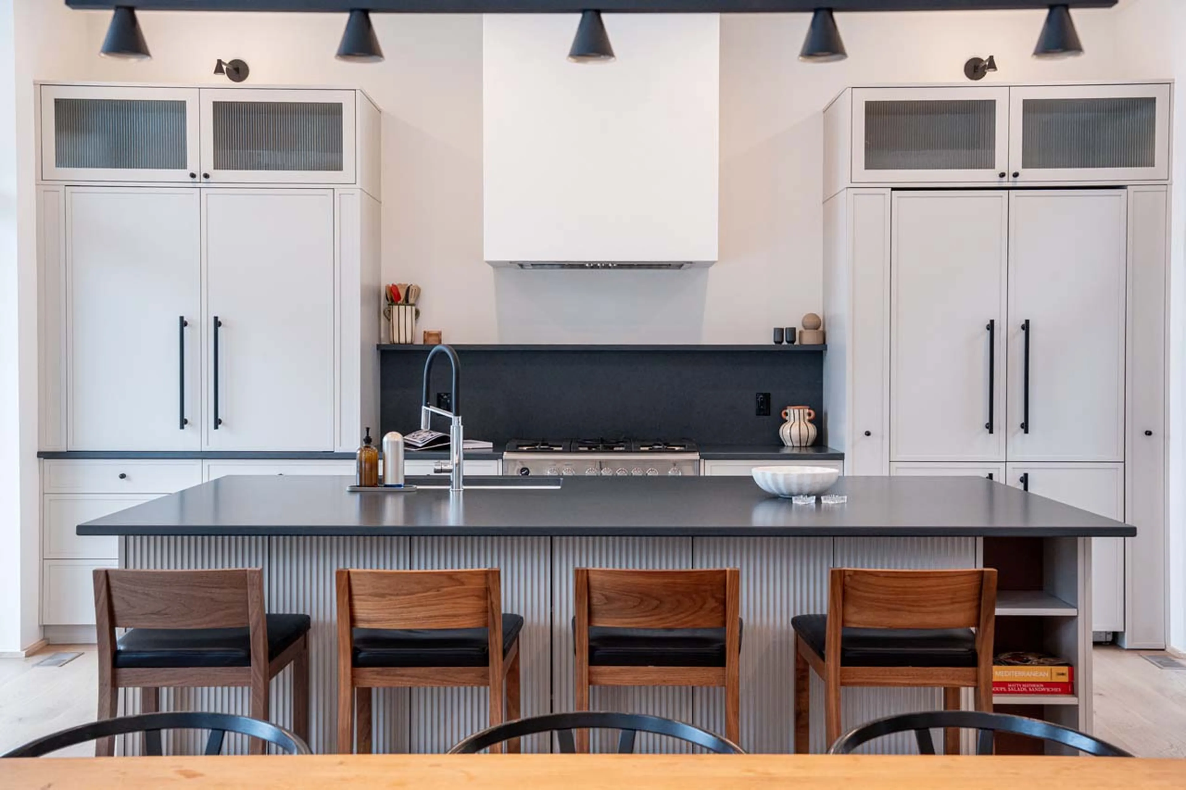 Kitchen island with high seating in Ghost Peak Chalet, Revelstoke