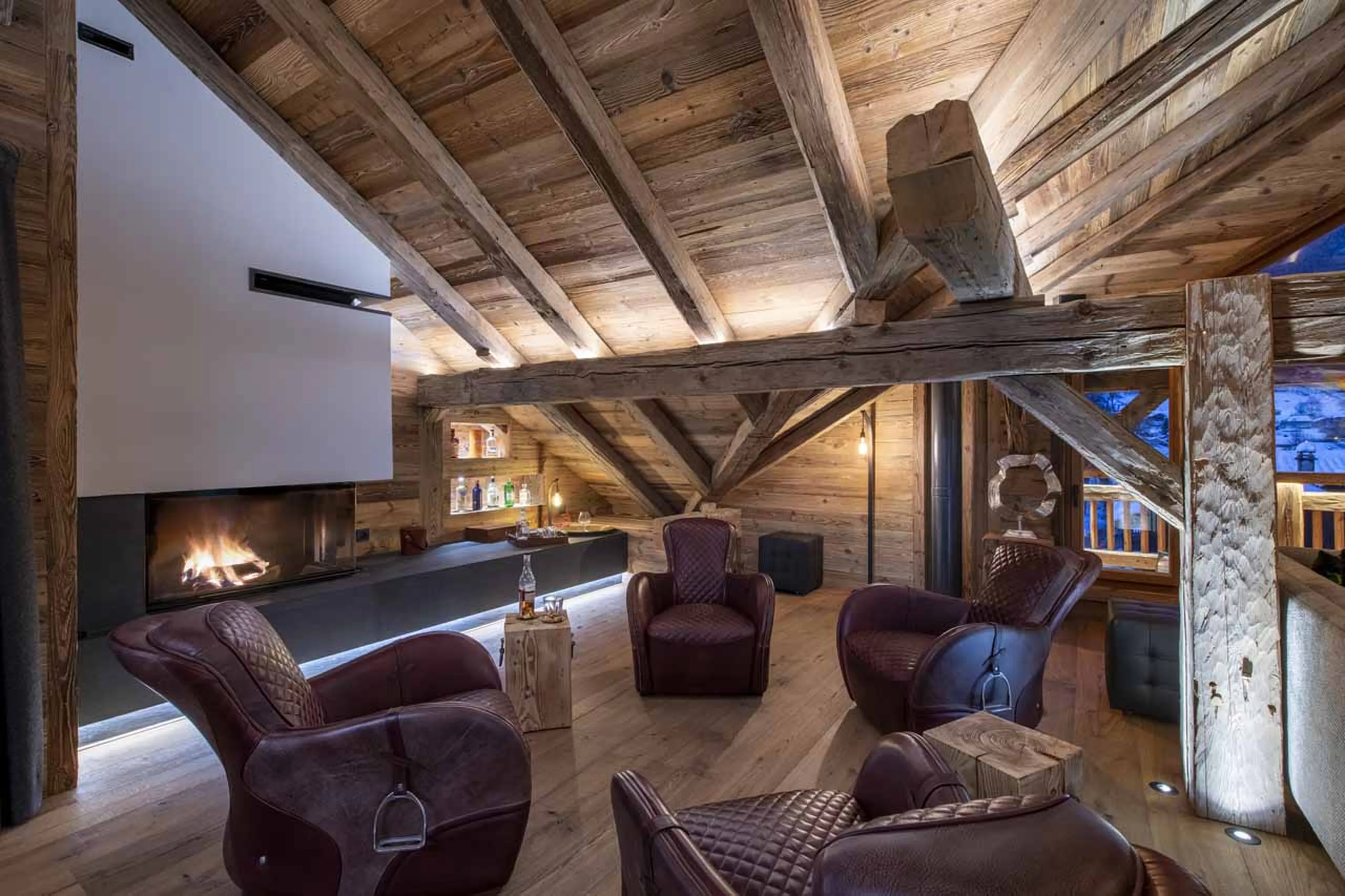 Fireside lounge at Grande Maison in Morzine