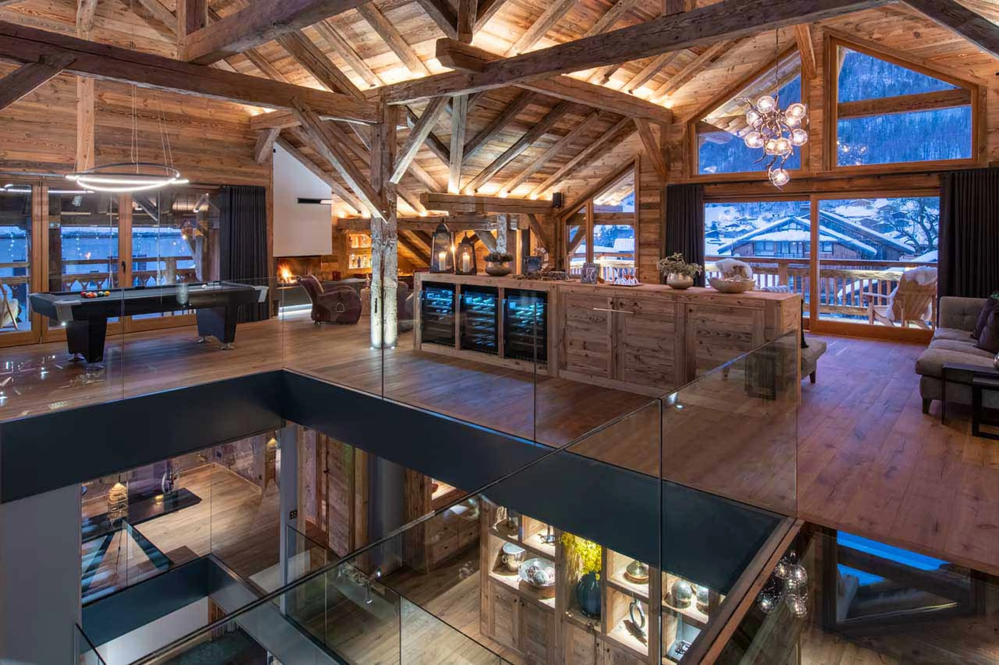 Open plan living area at Grande Maison in Morzine