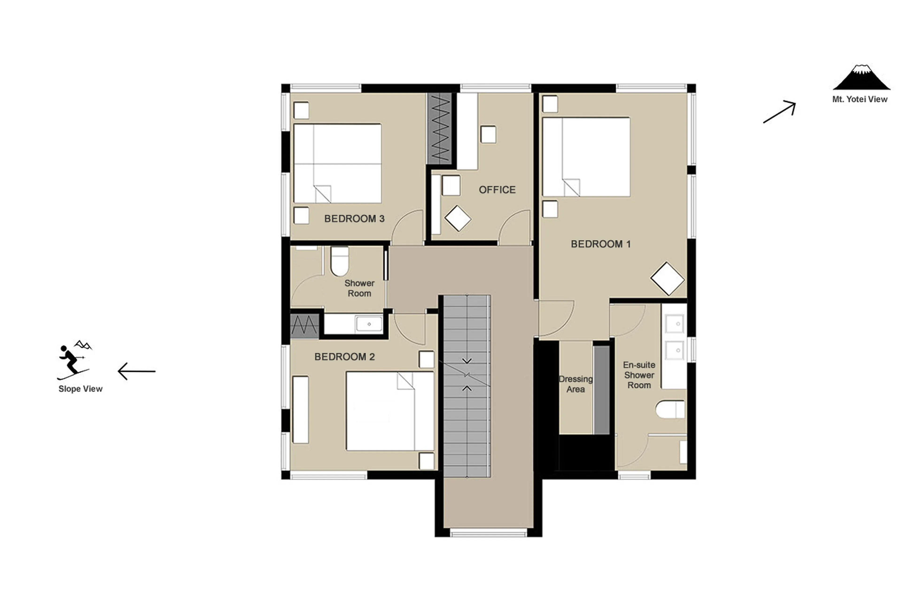 Level 1 floor plan of Gustav's Hideaway in Niseko