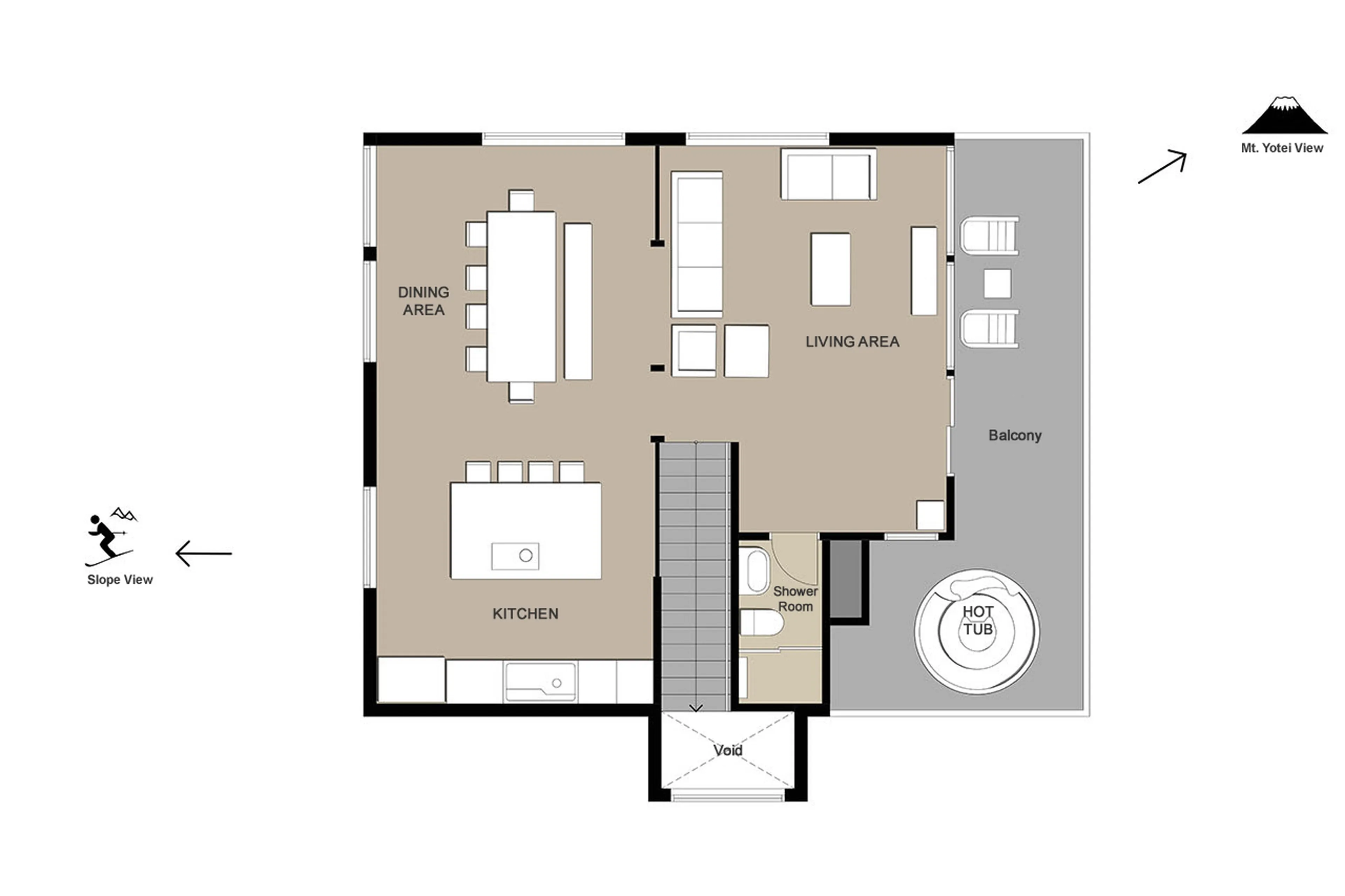 Level 2 floor plan of Gustav's Hideaway in Niseko