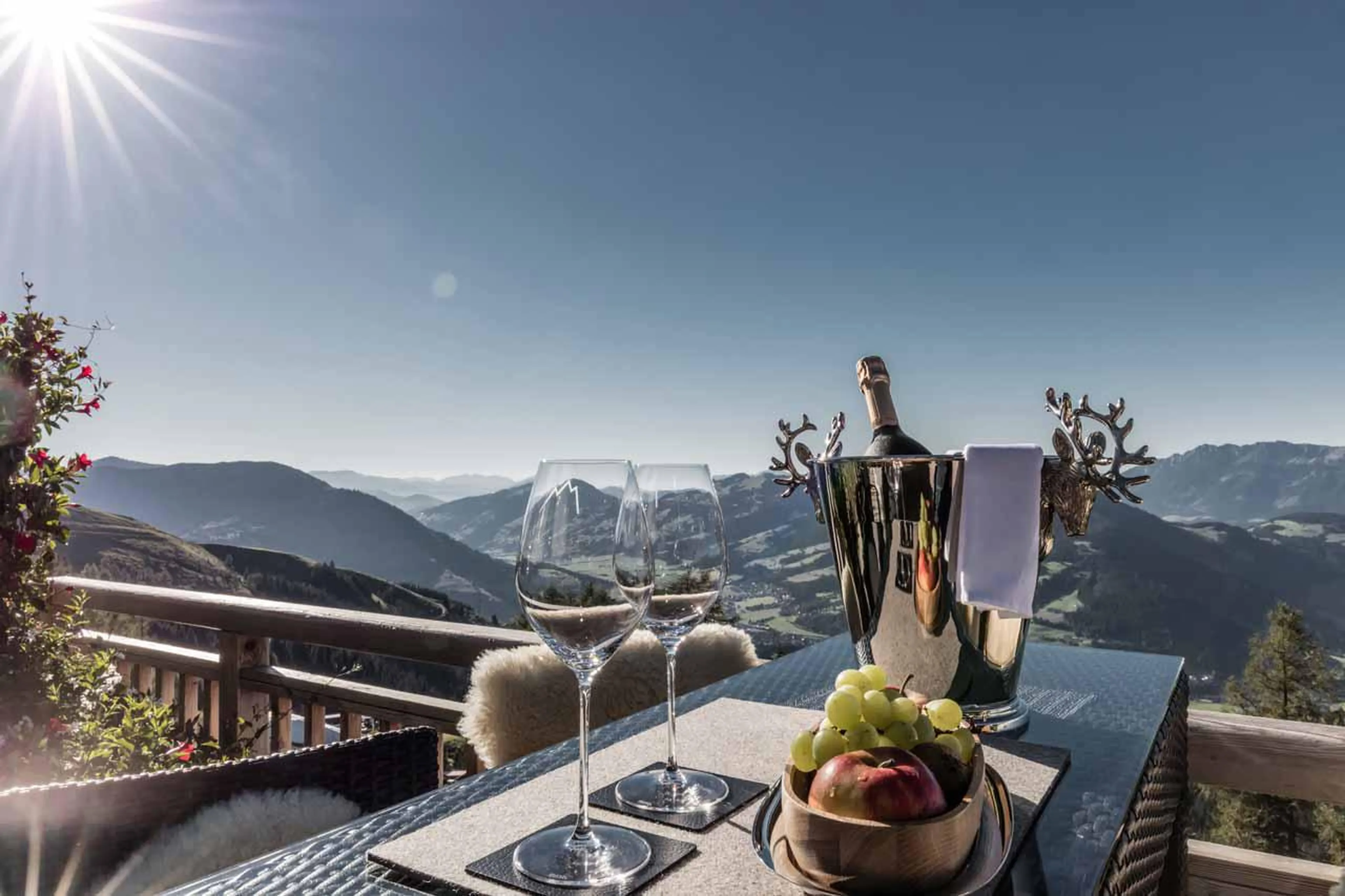 Terrace at Hahnenkamm Lodge in Kitzbuhel