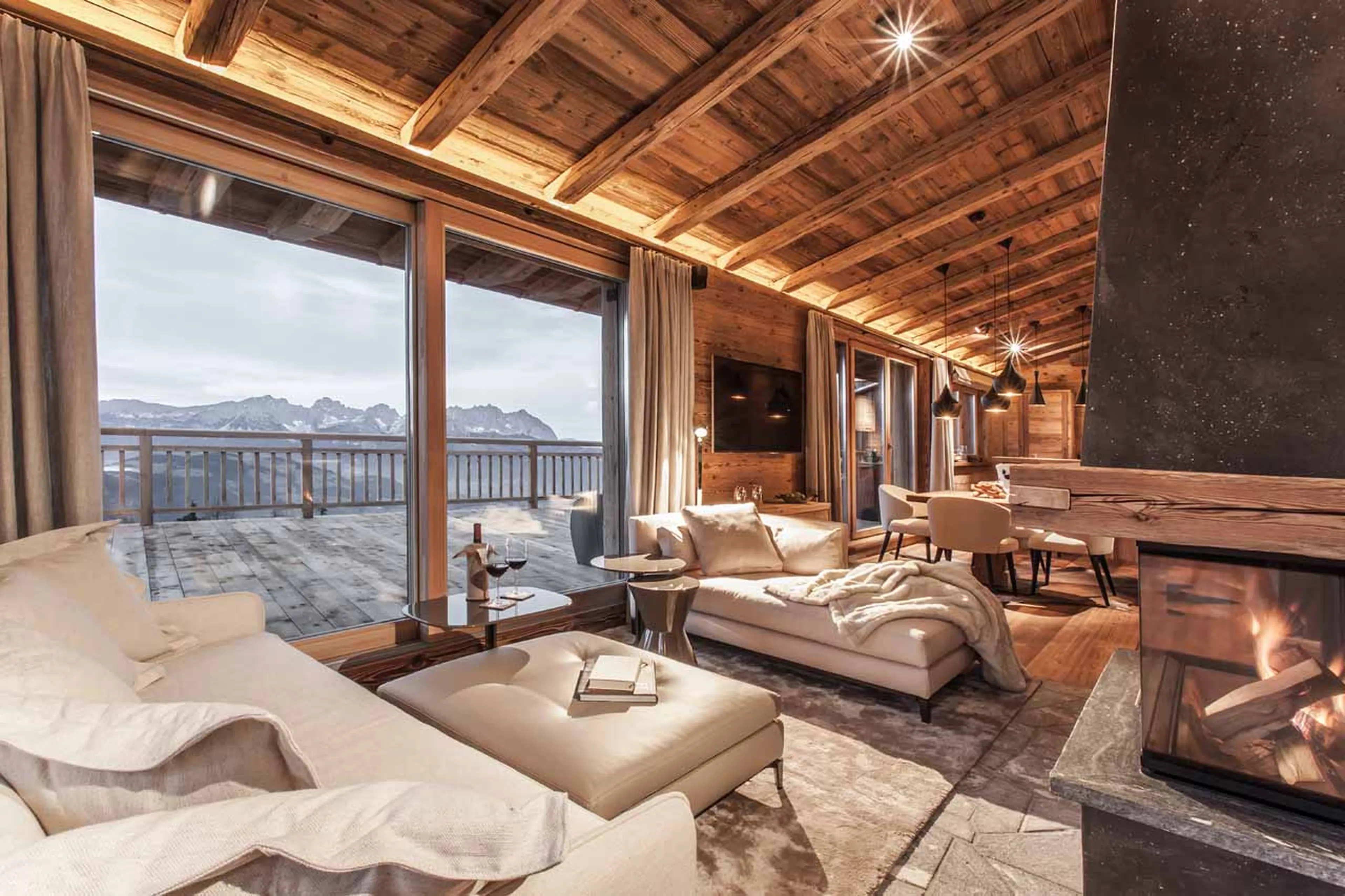 Living area of master suite at Hahnenkamm Lodge in Kitzbuhel