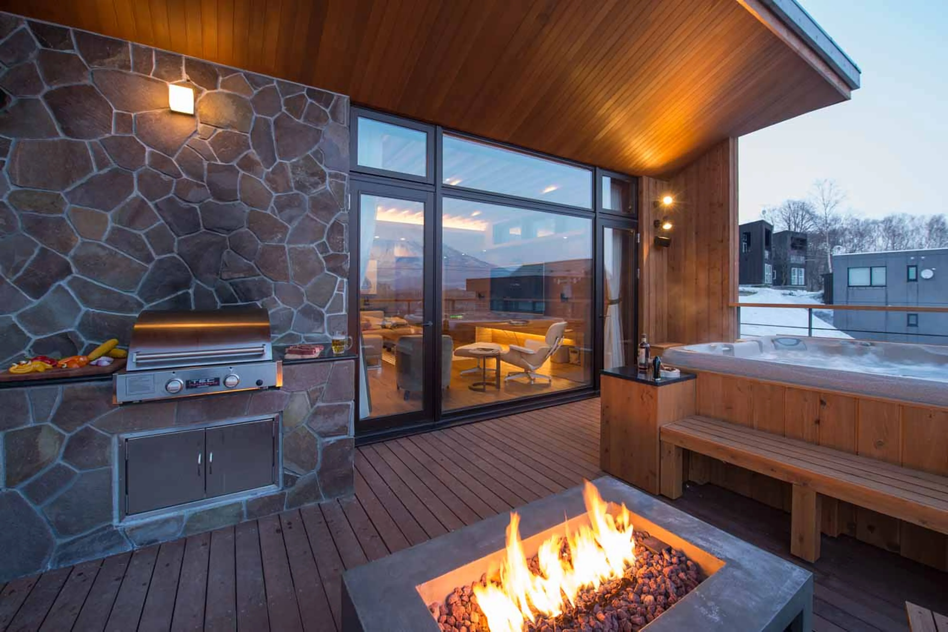 Fire pit at Hakuchozan in Niseko