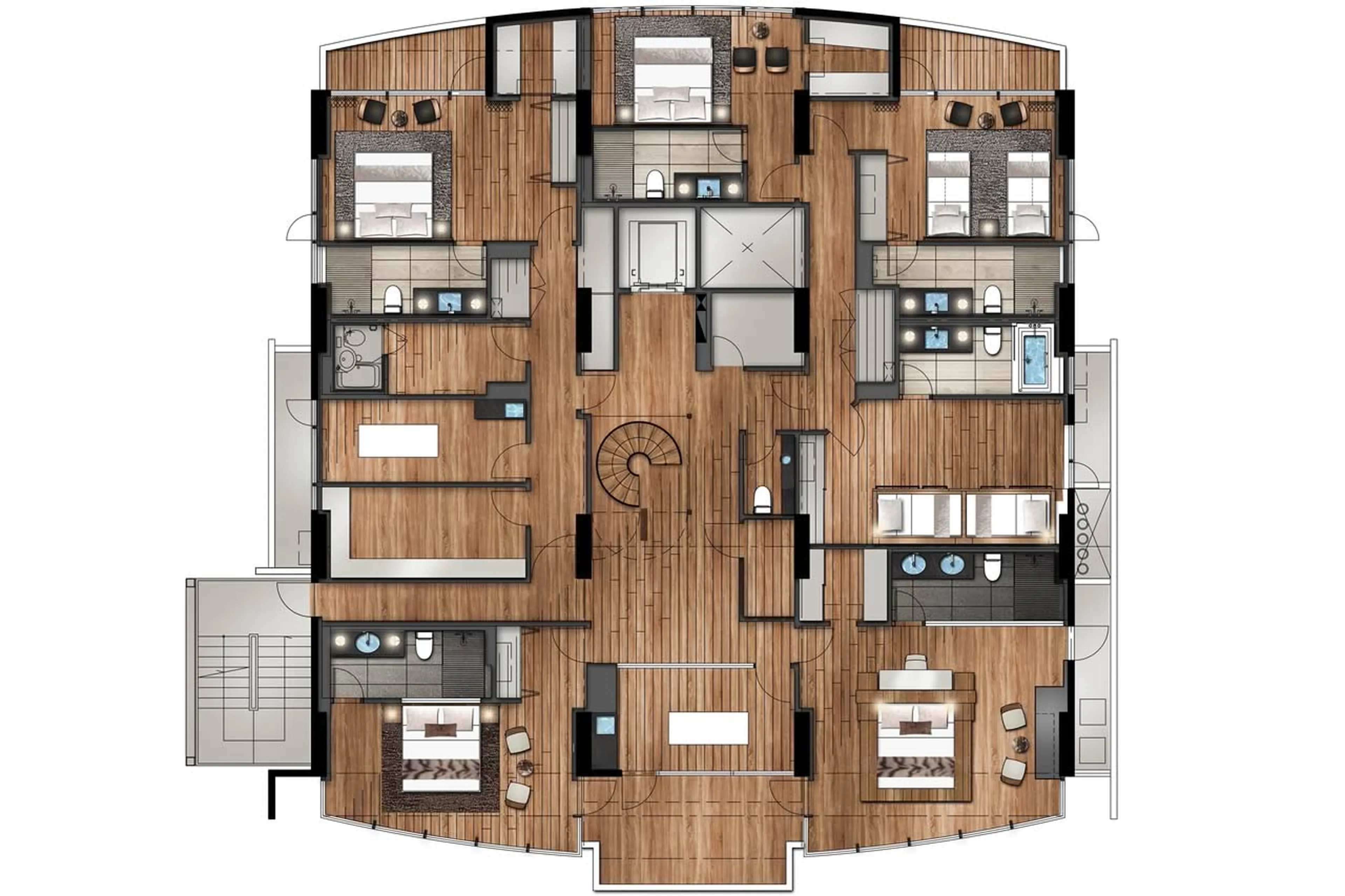Lower level floor plan of HakuVillas Super Penthouse