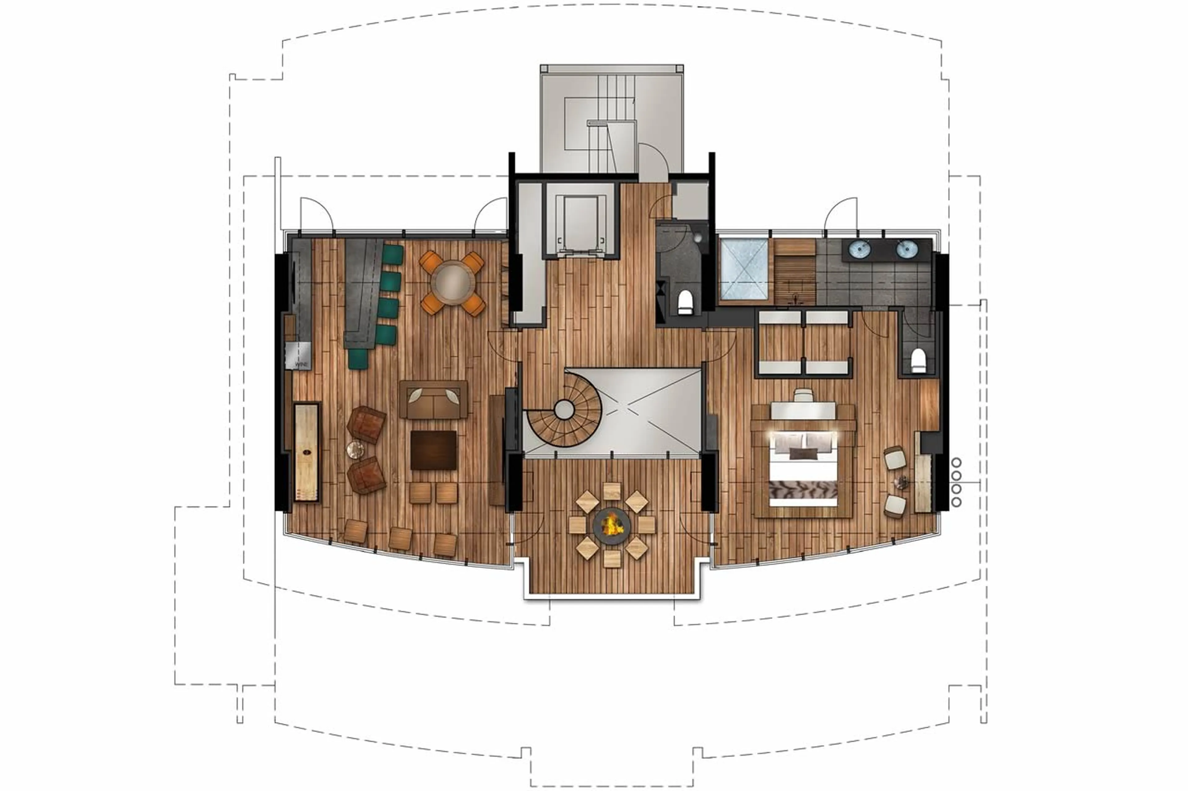 Top level floor plan of HakuVillas Super Penthouse