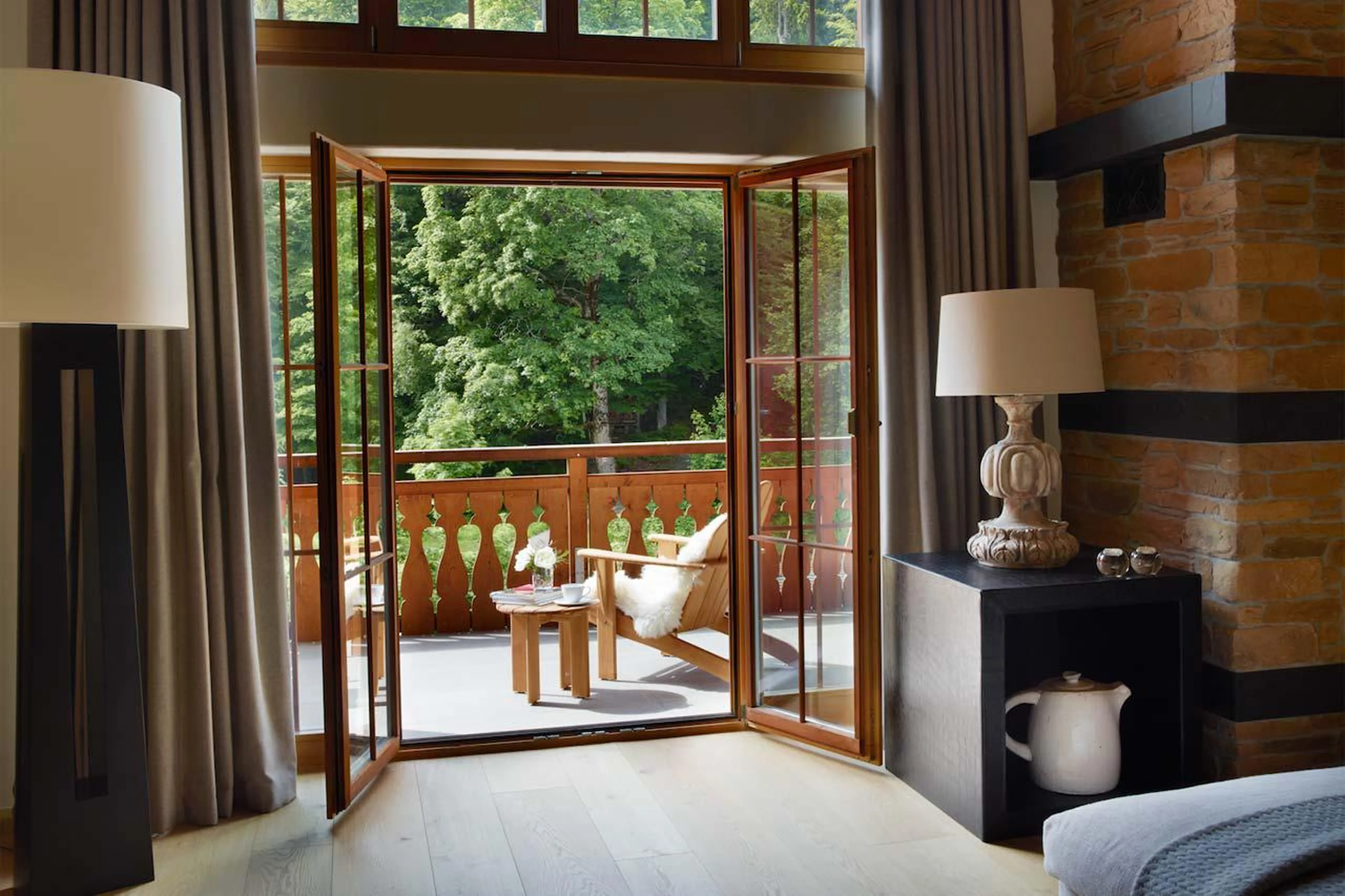 Balcony access from drawing room in Haus Alpina in Klosters