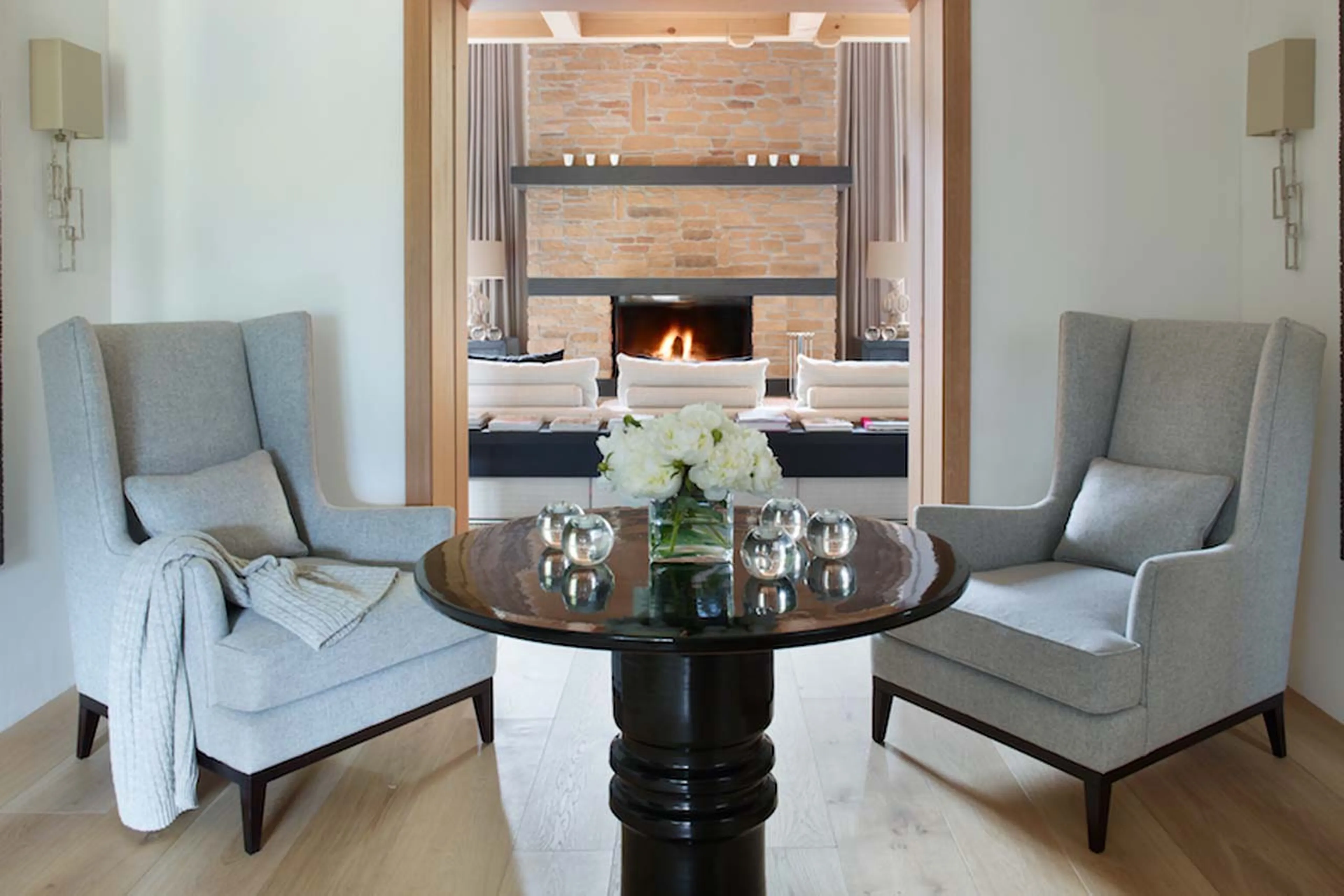 Entrance lobby gives access to drawing room, Haus Alpina in Klosters