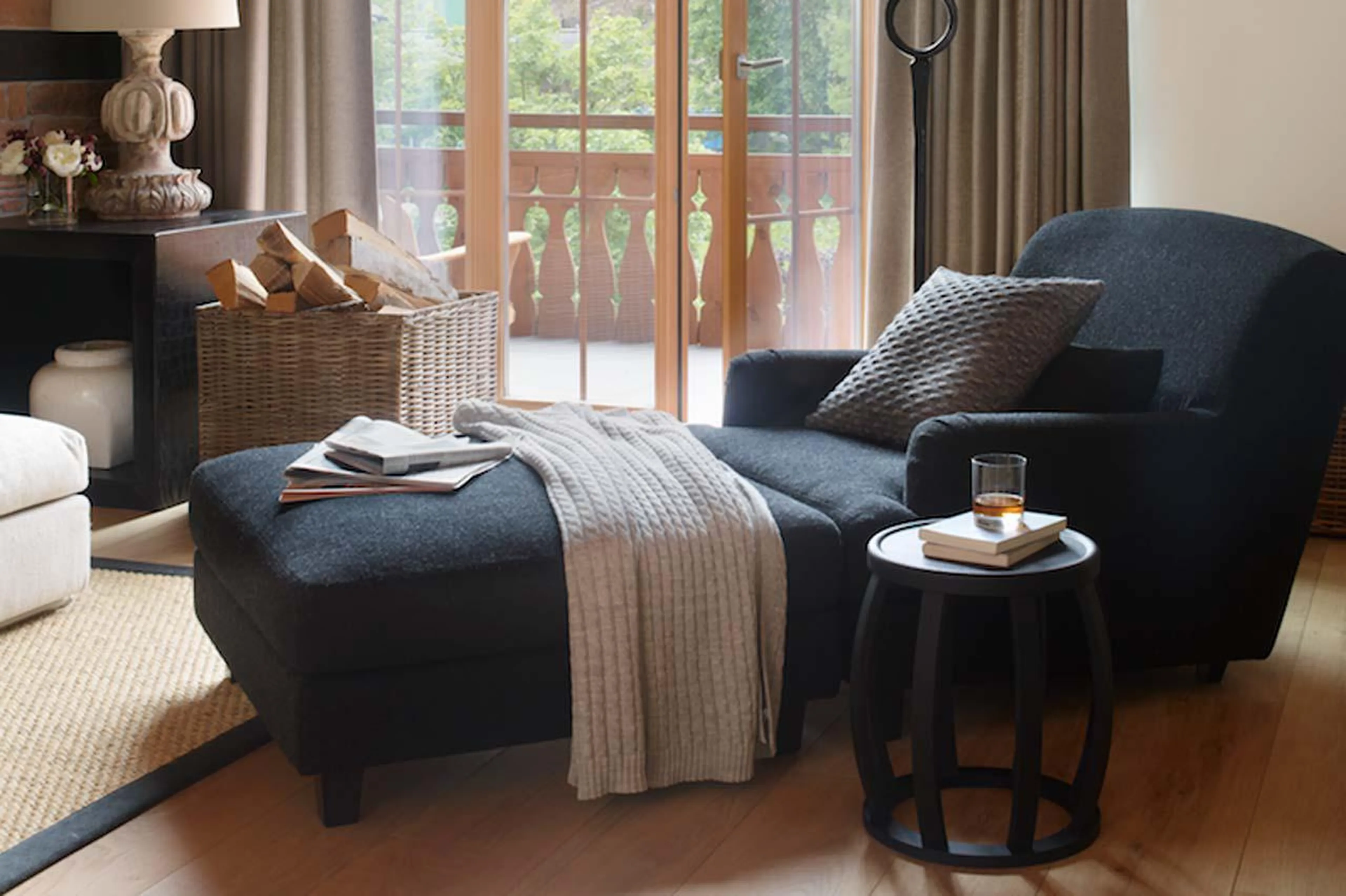 Stylish corner in drawing room in Haus Alpina in Klosters