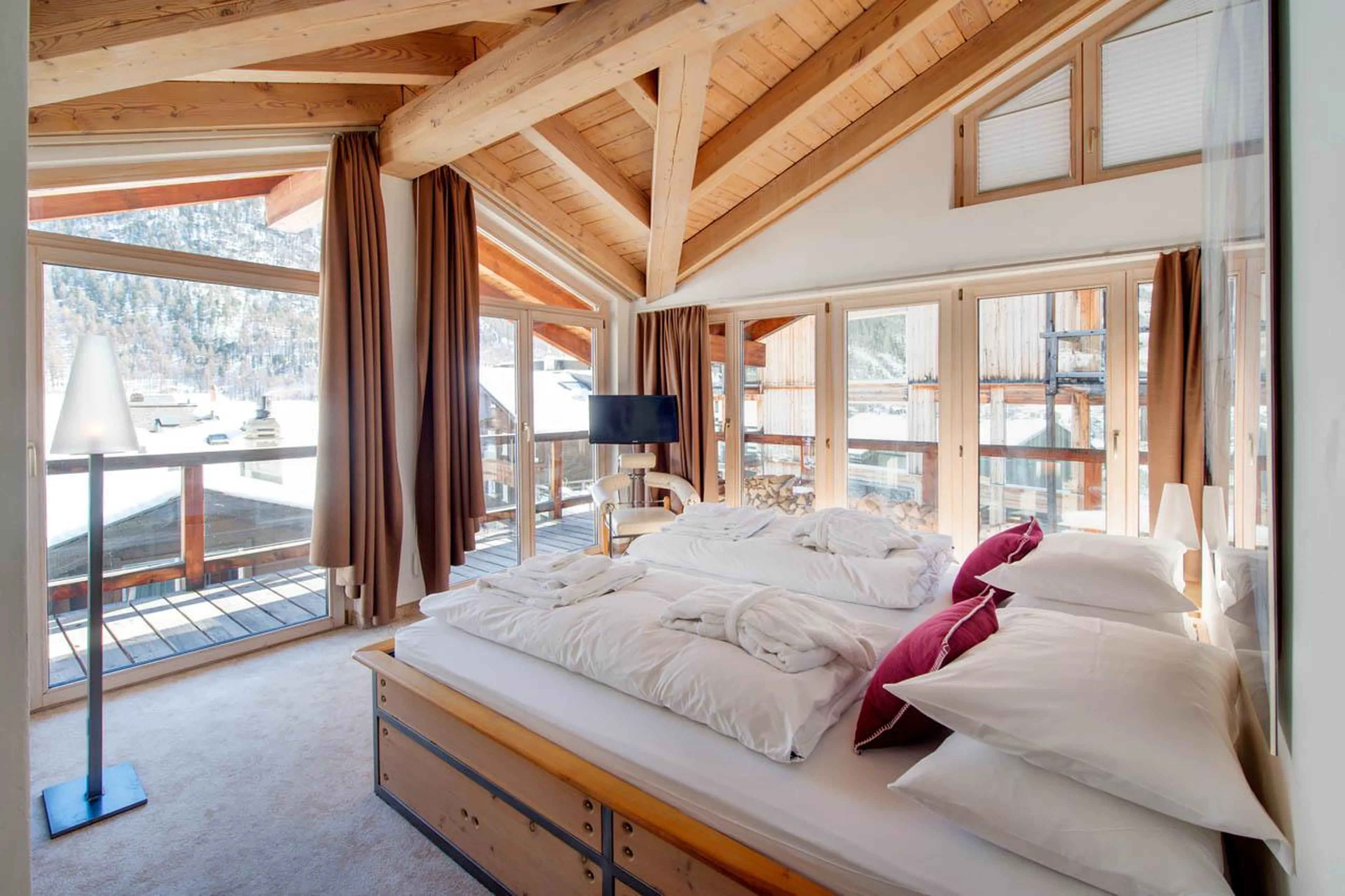 Bedroom three at Heinz Julen Penthouse in Zermatt