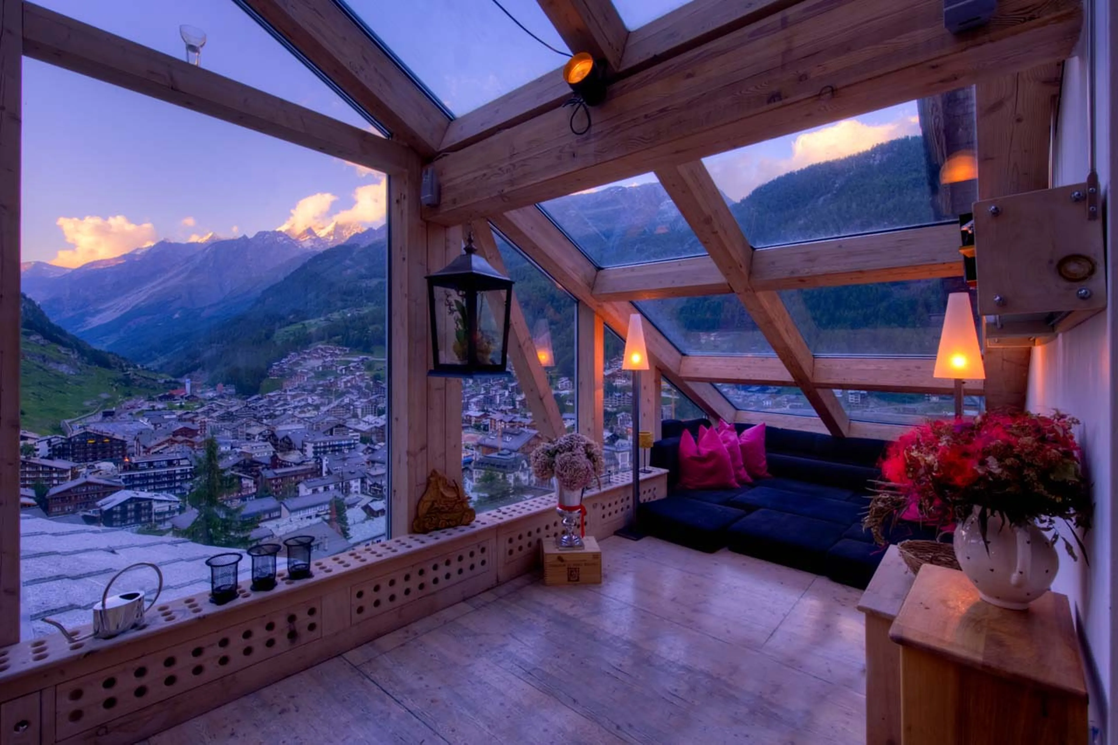 Chill out at dusk in Heinz Julen Penthouse in Zermatt