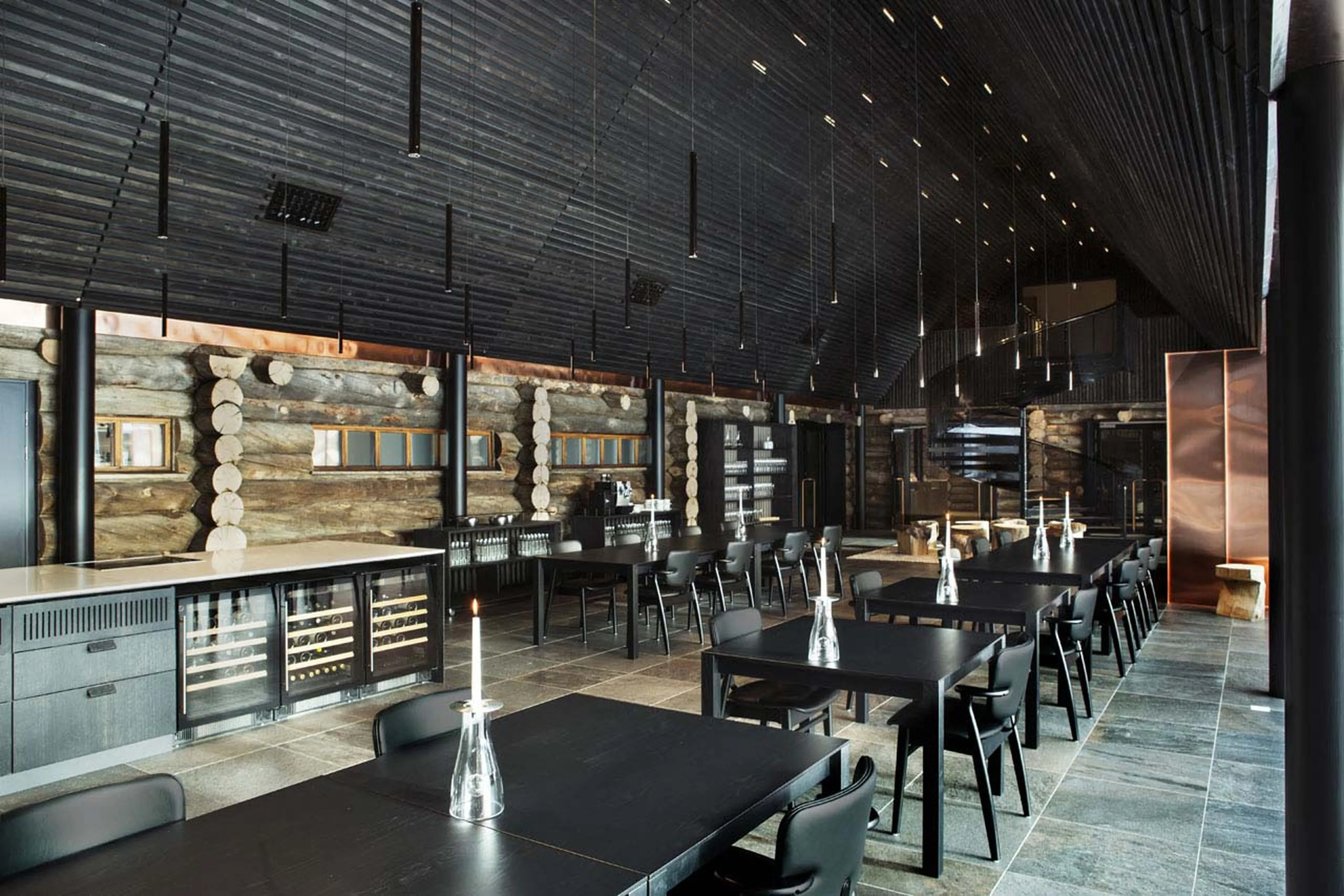 Dining tables at Javri Lodge in Finland
