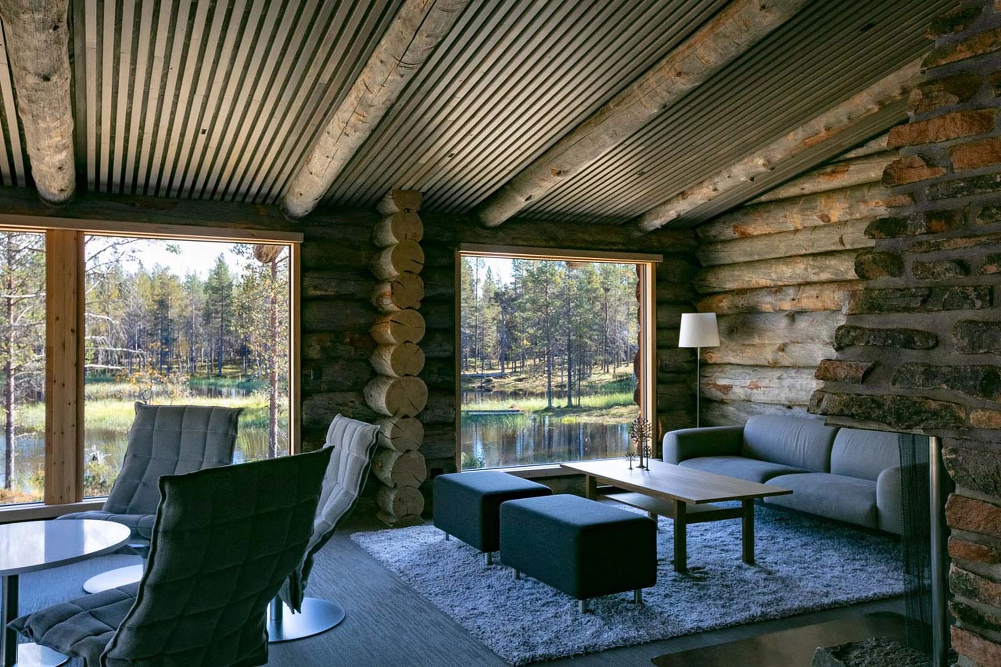 Views from the living room at Javri Lodge in Finland in summer