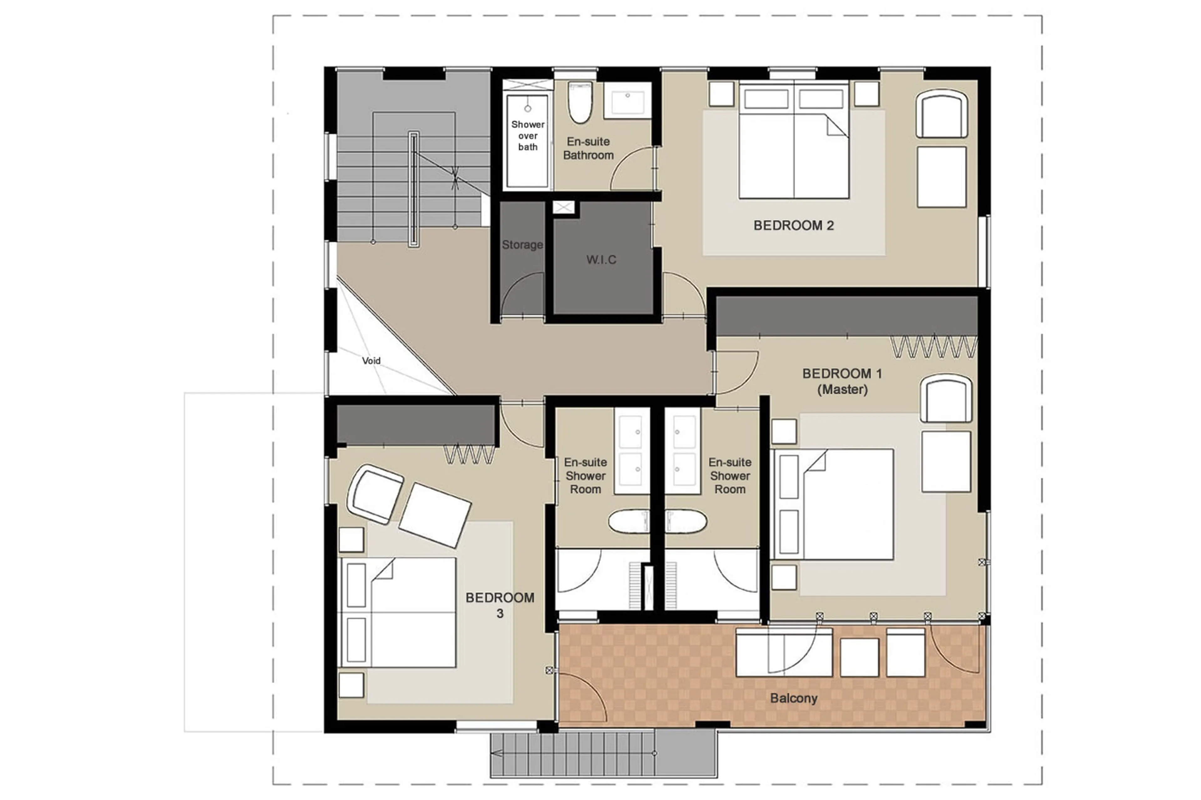 Level 1 floor plan of Kitsune House in Niseko