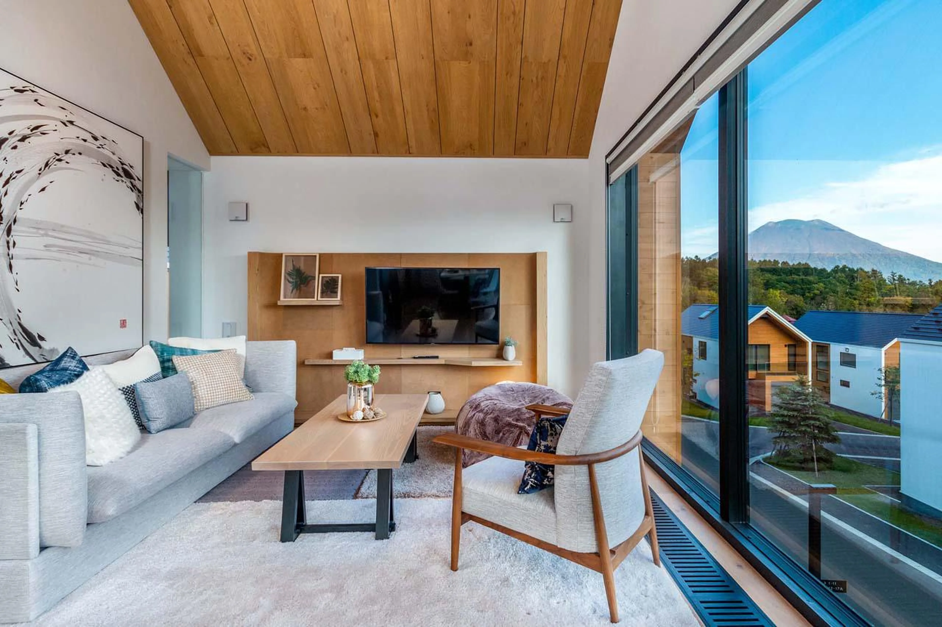 Open-plan living area at Koa Townhouse in Niseko