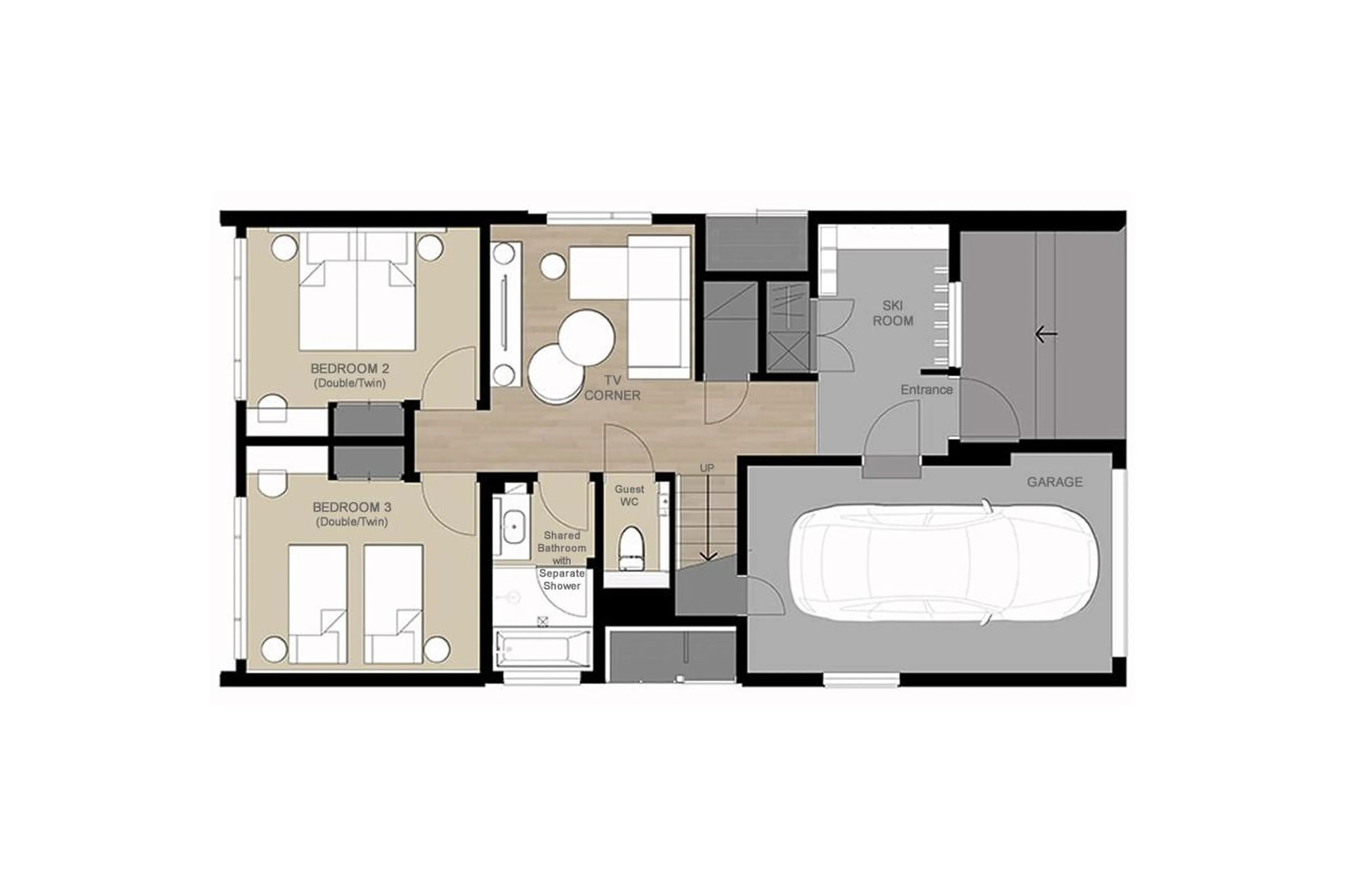 Level 0 floor plan of Koa Villa in Niseko