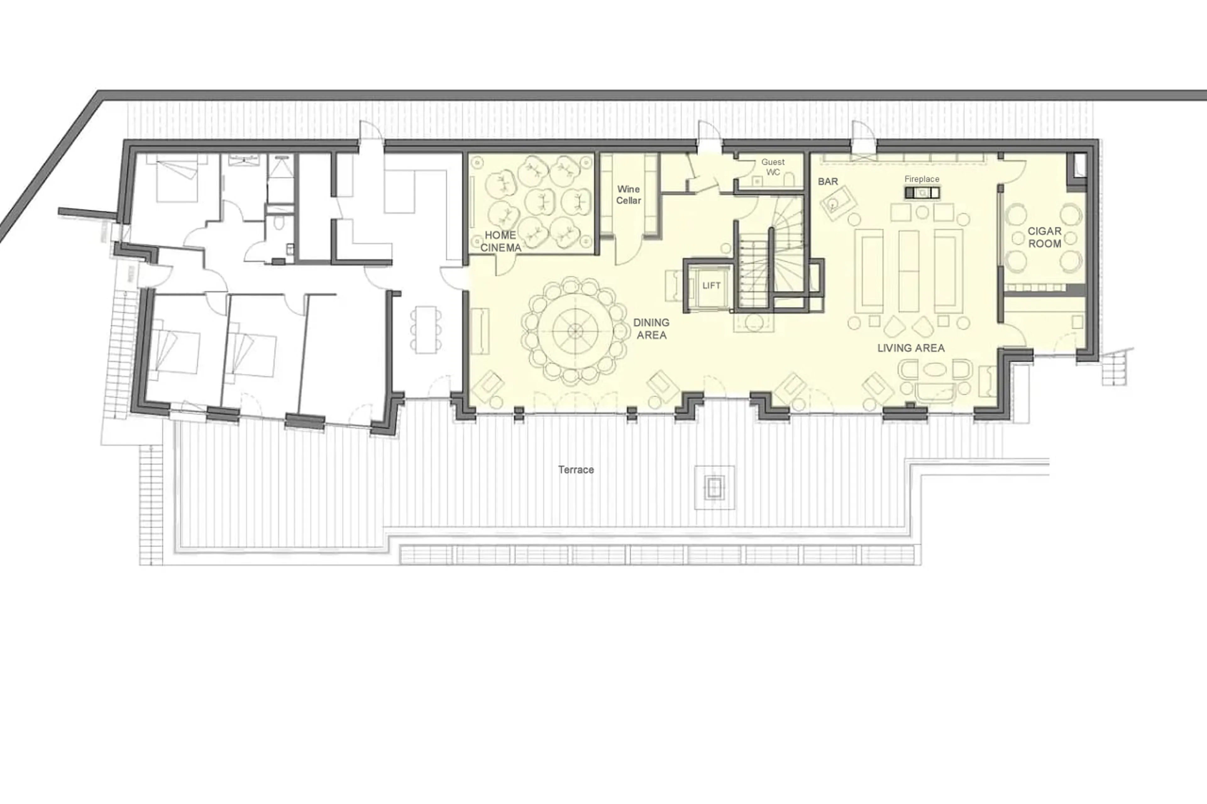 Level 2 floor plan of Chalet La Datcha in Val Thorens