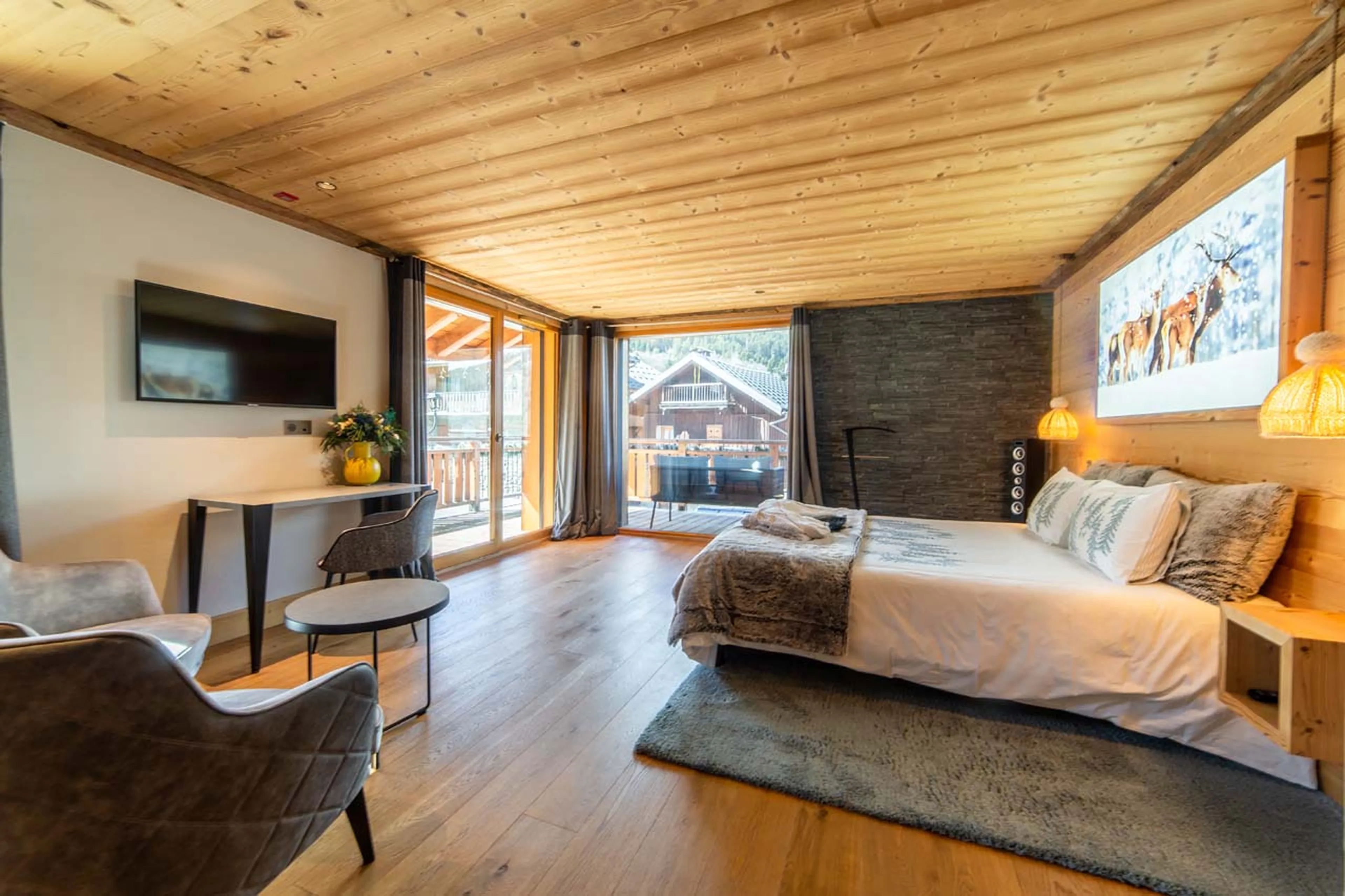 Bedroom two at La Ferme de Mon Grand Pere in Meribel