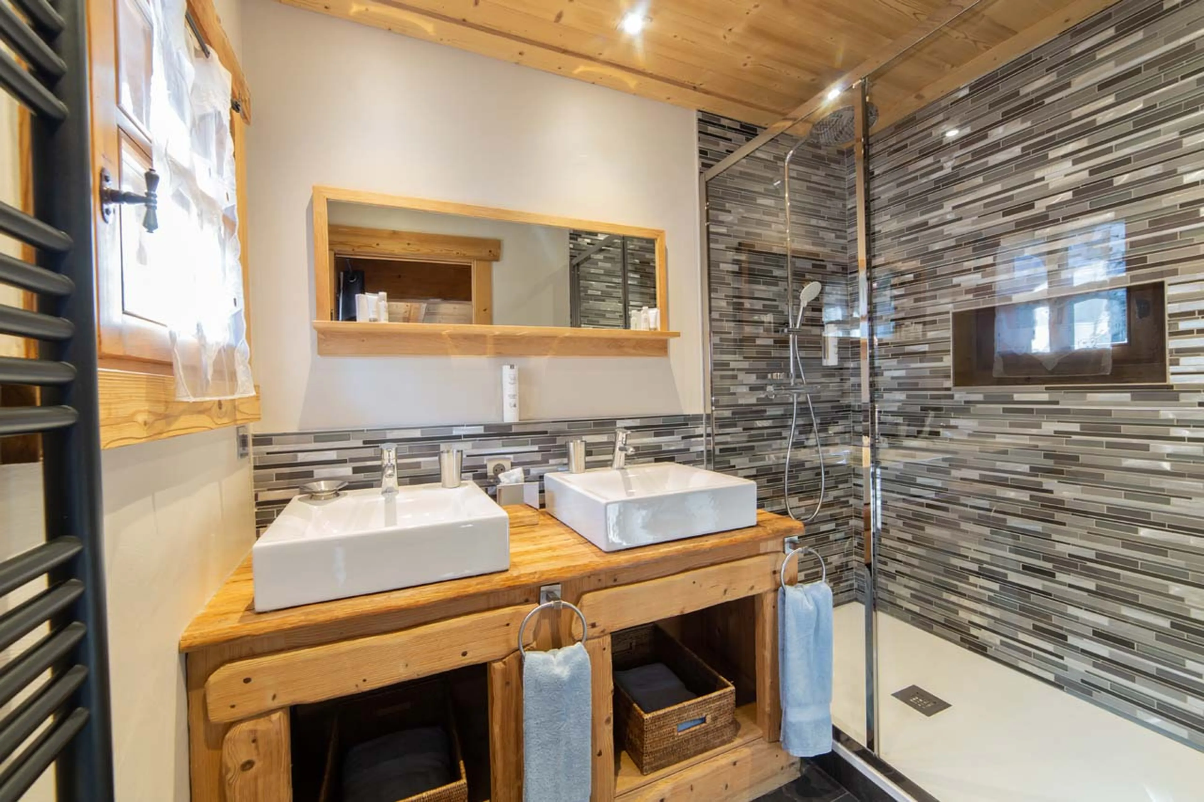 En-suite shower room at La Ferme de Mon Grand Pere in Meribel