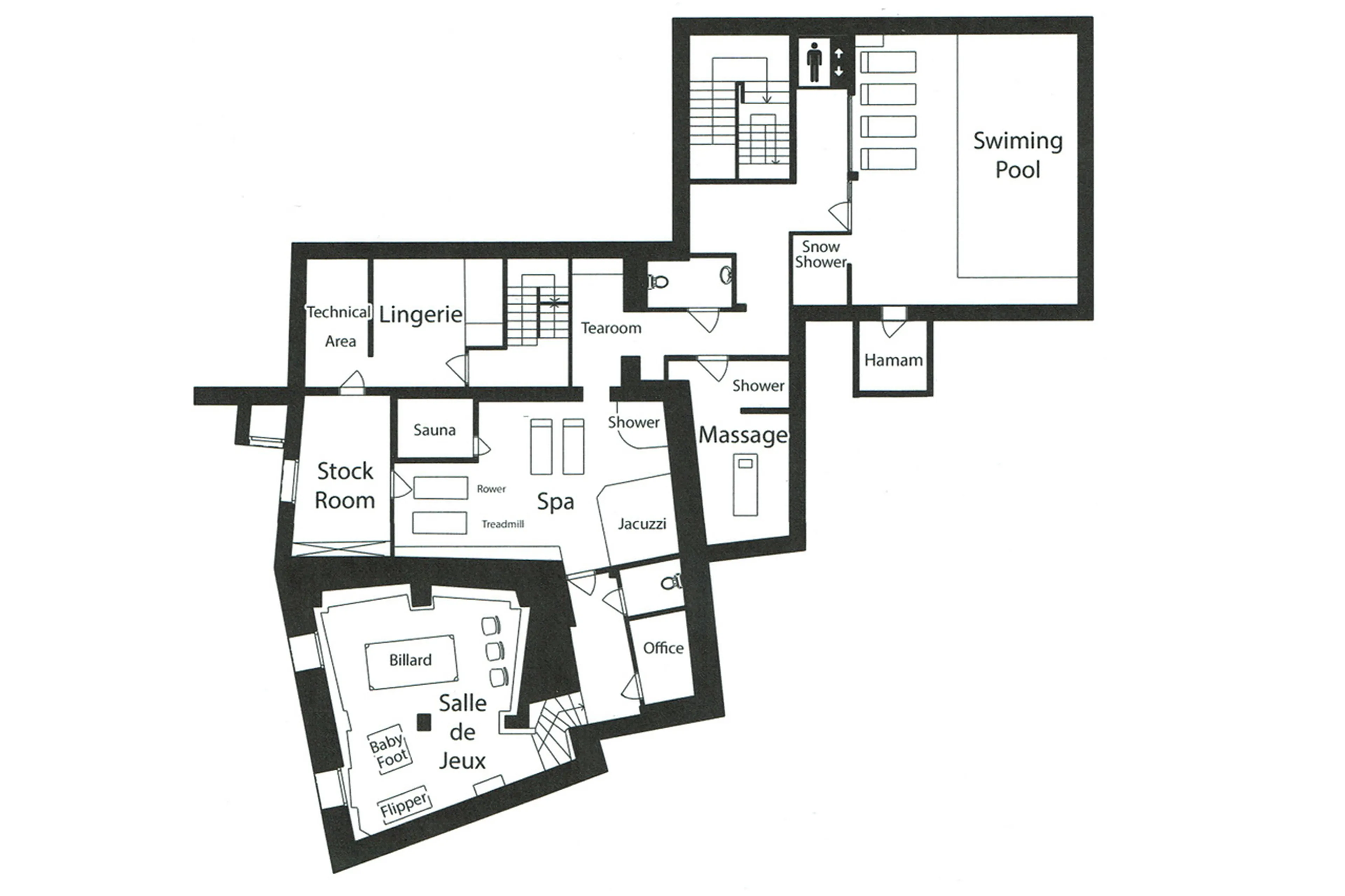 Level -1 floor plan for  La Ferme de Mon Grand Pere in Meribel