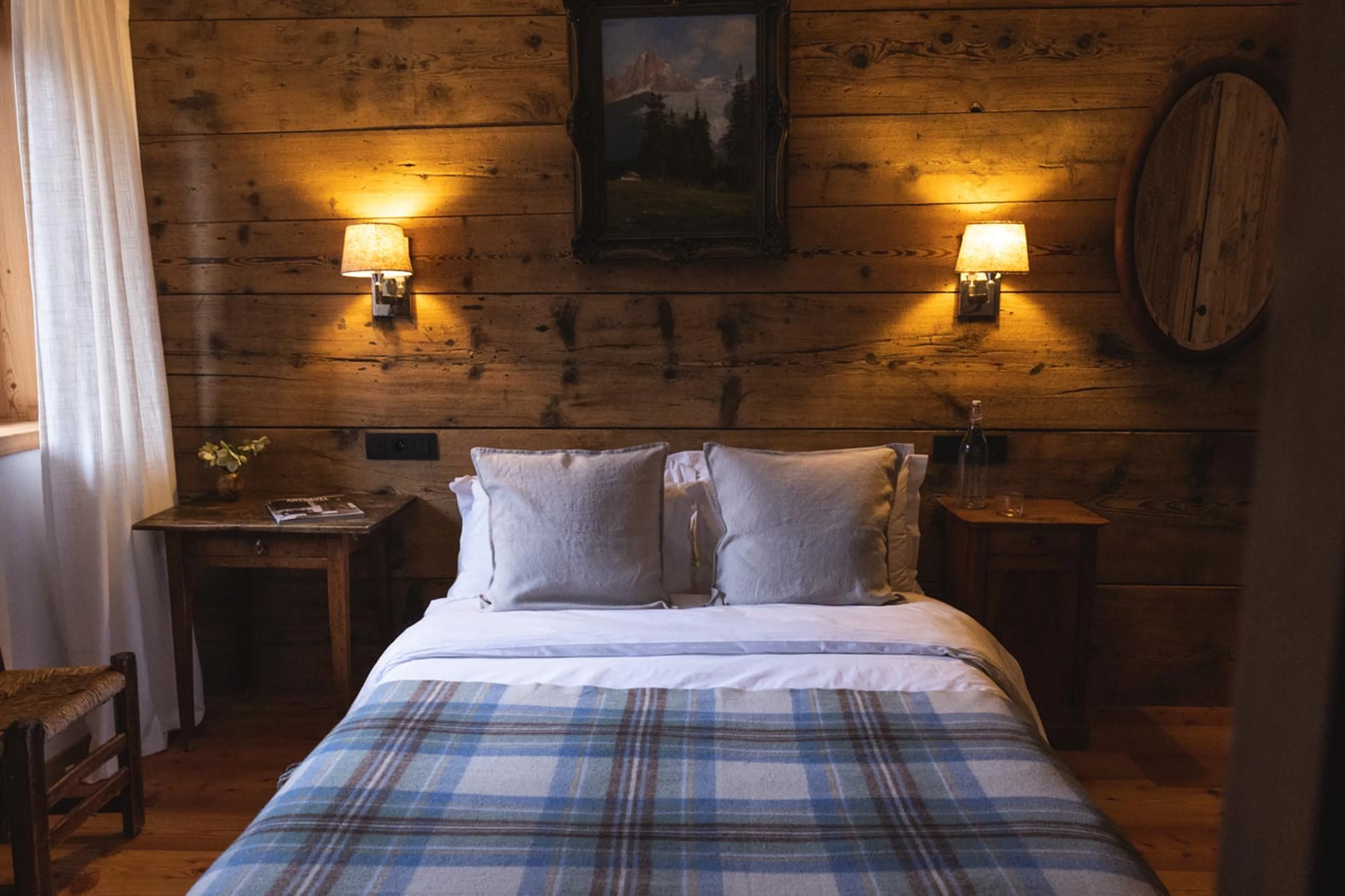 Double bedroom with bed side tables in La Ferme des Frasserands, Chamonix