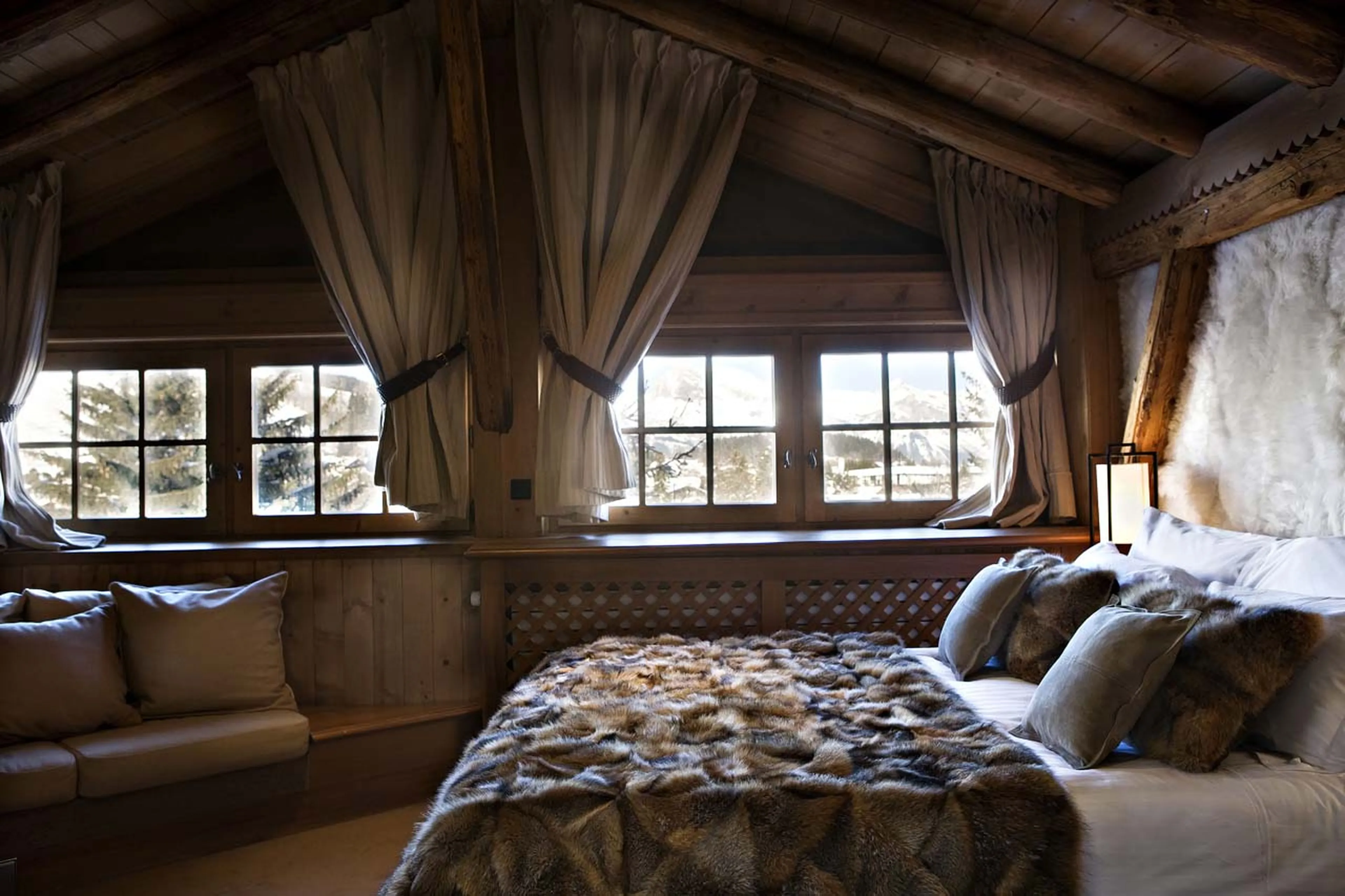 Bedroom one at Chalet des Fermes in Megeve