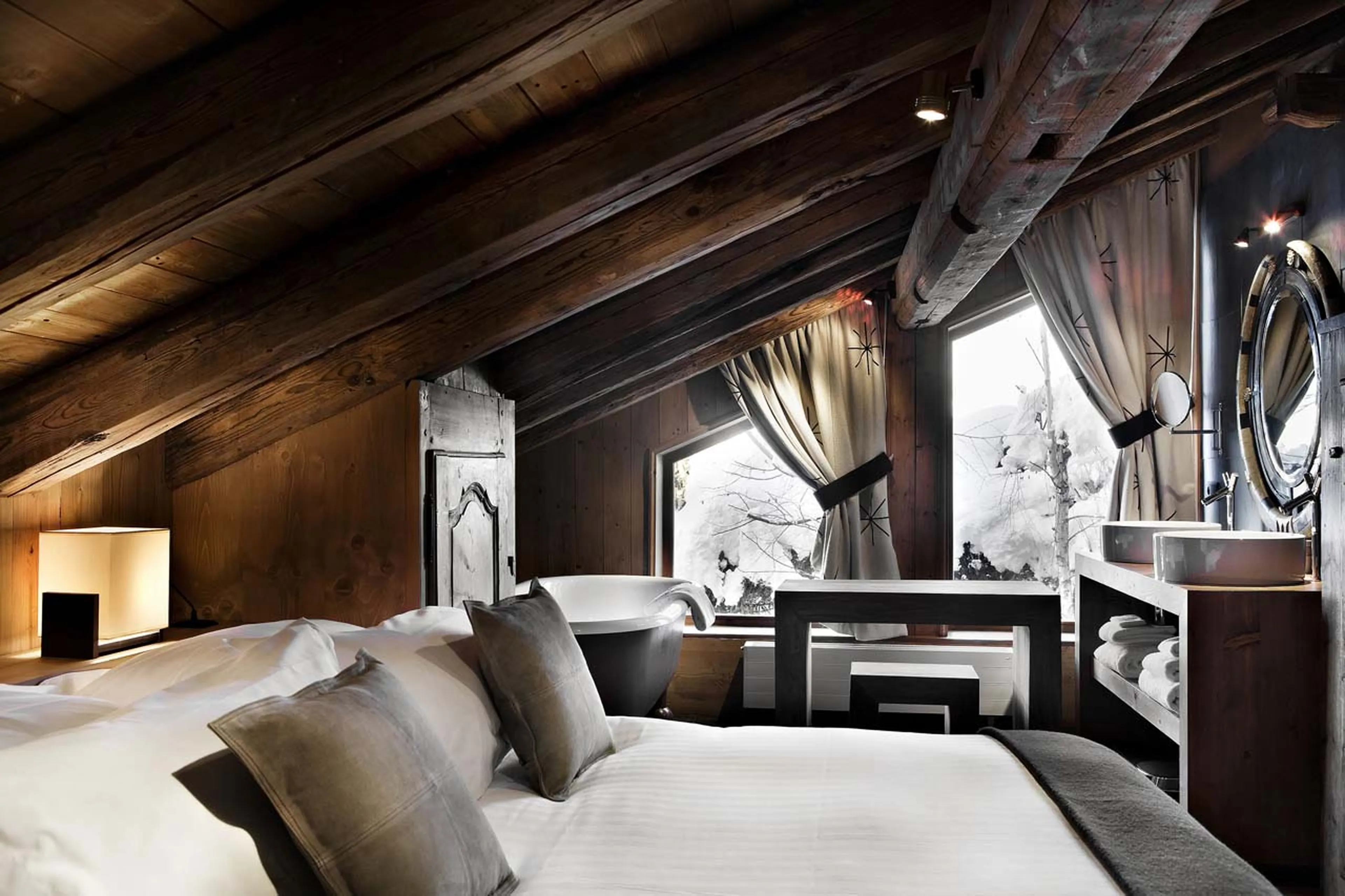 Bedroom two at Chalet des Fermes in Megeve