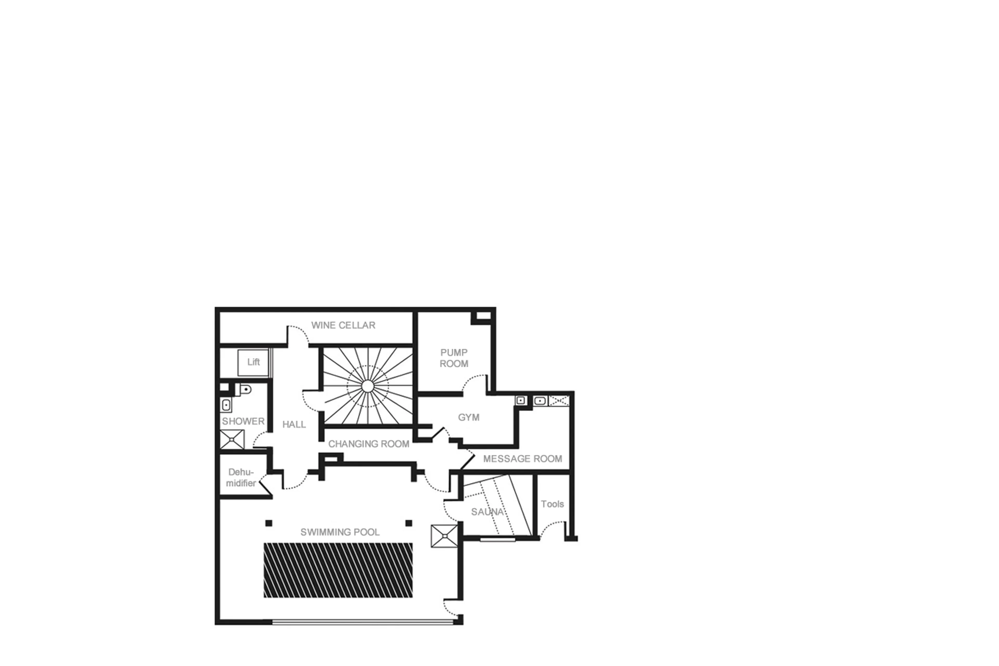 Level 0 floor plan of Le Chalet Mont Blanc in Chamonix