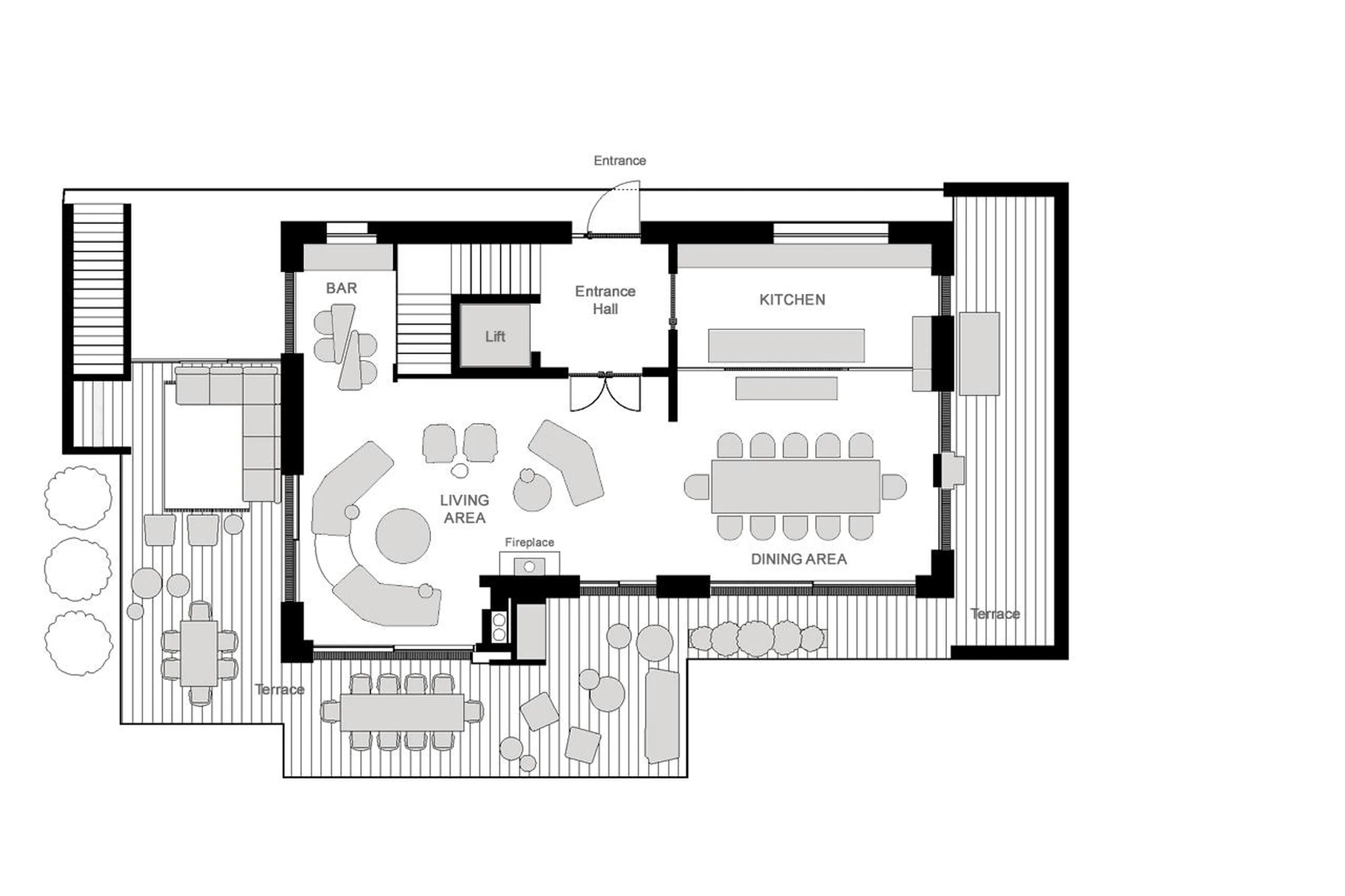 Top level floor plan of Le Chalet in Oberlech