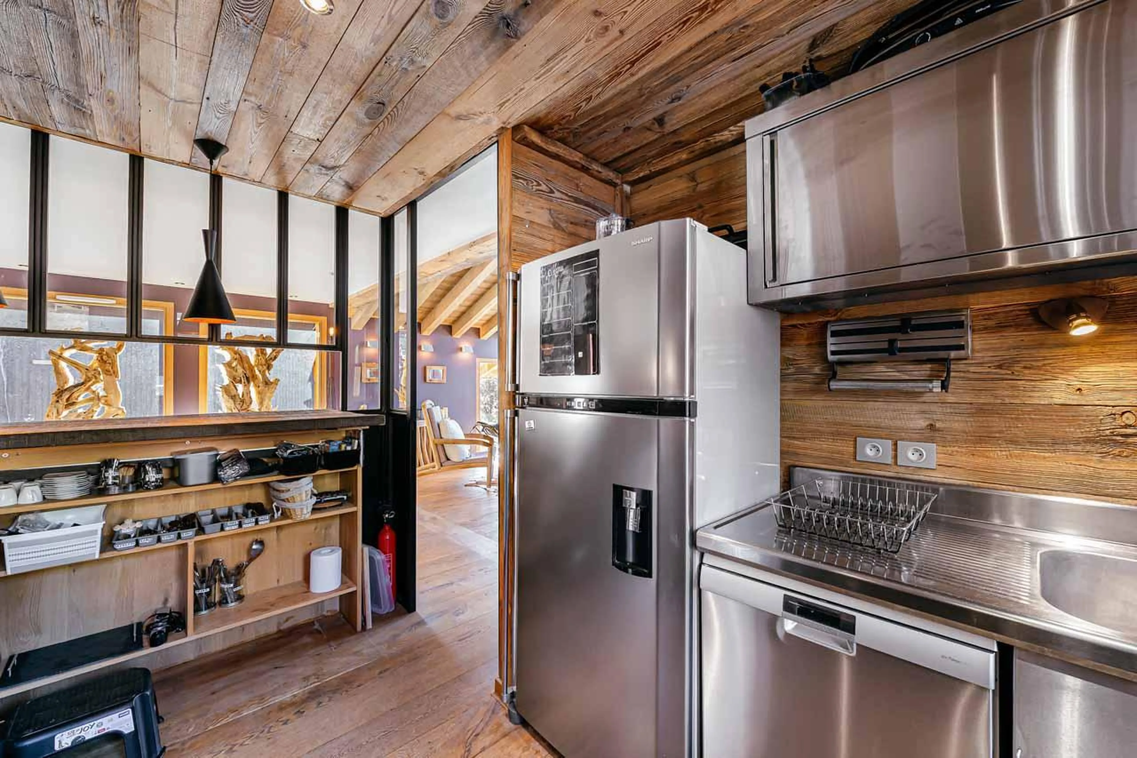 Kitchen equipment at Le Chalet in St Martin de Belleville