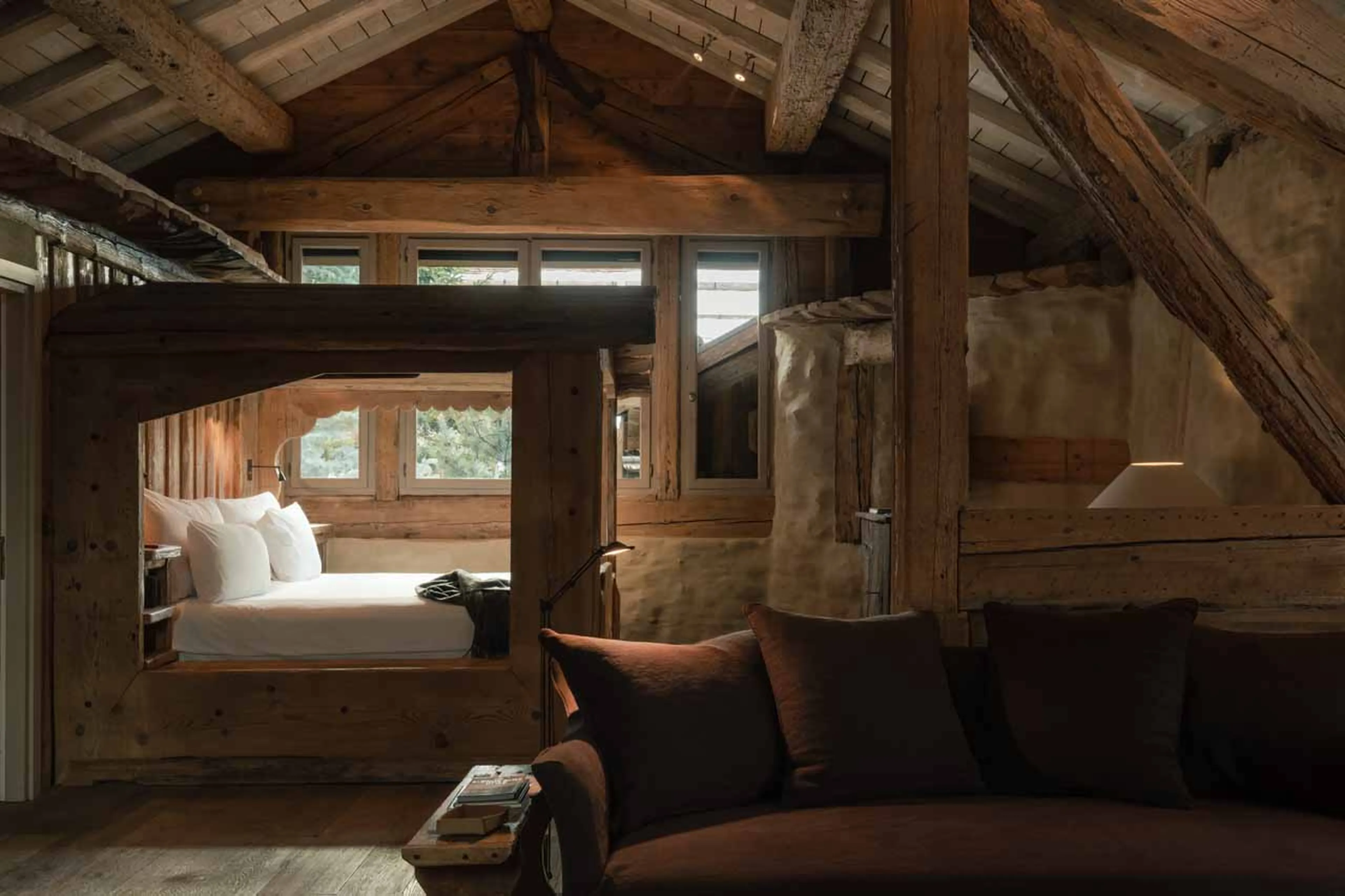 Suite 2 bed at Le Chalet Zannier in Megeve