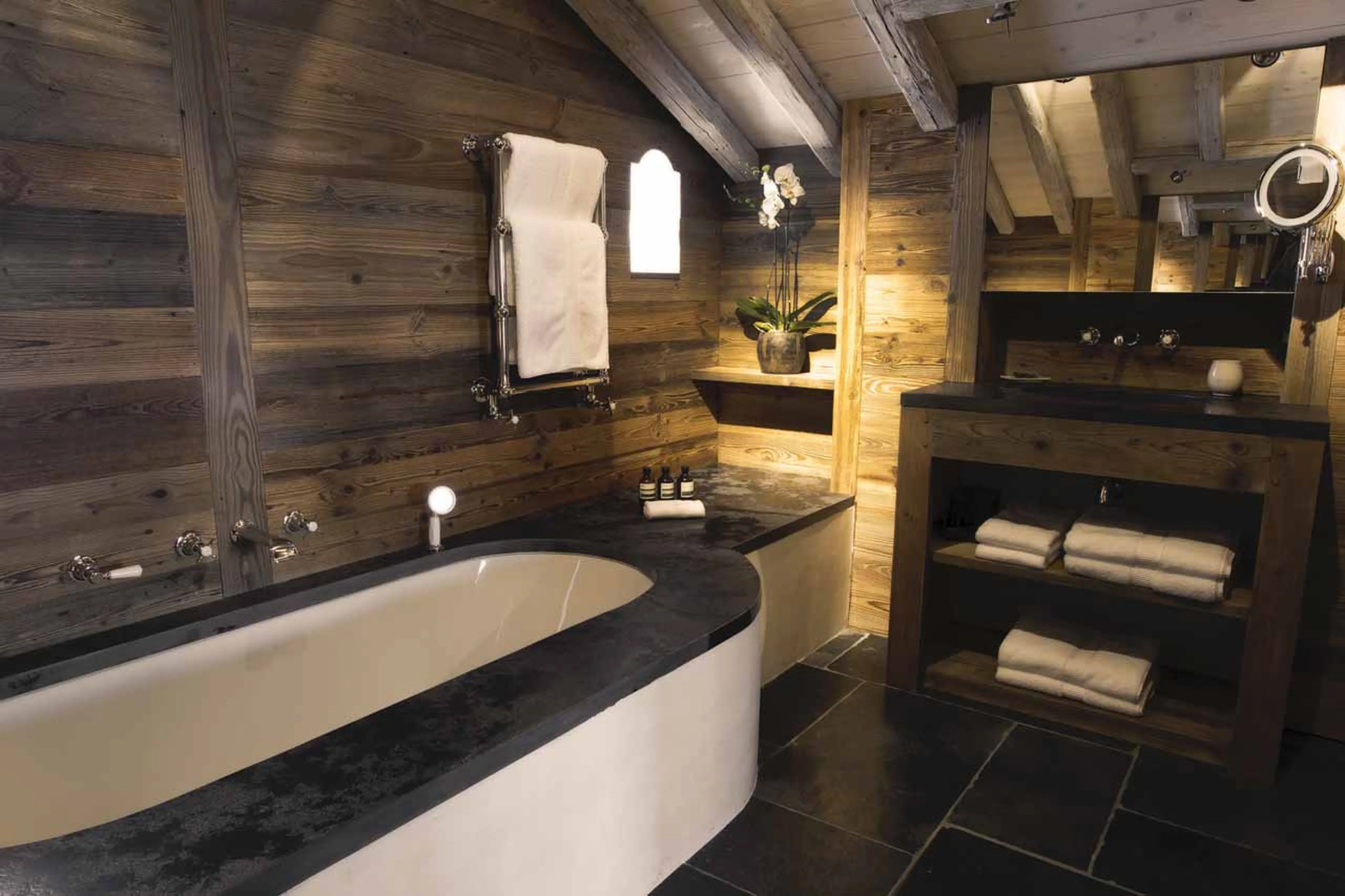 Suite 3 bathroom at Le Chalet Zannier in Megeve