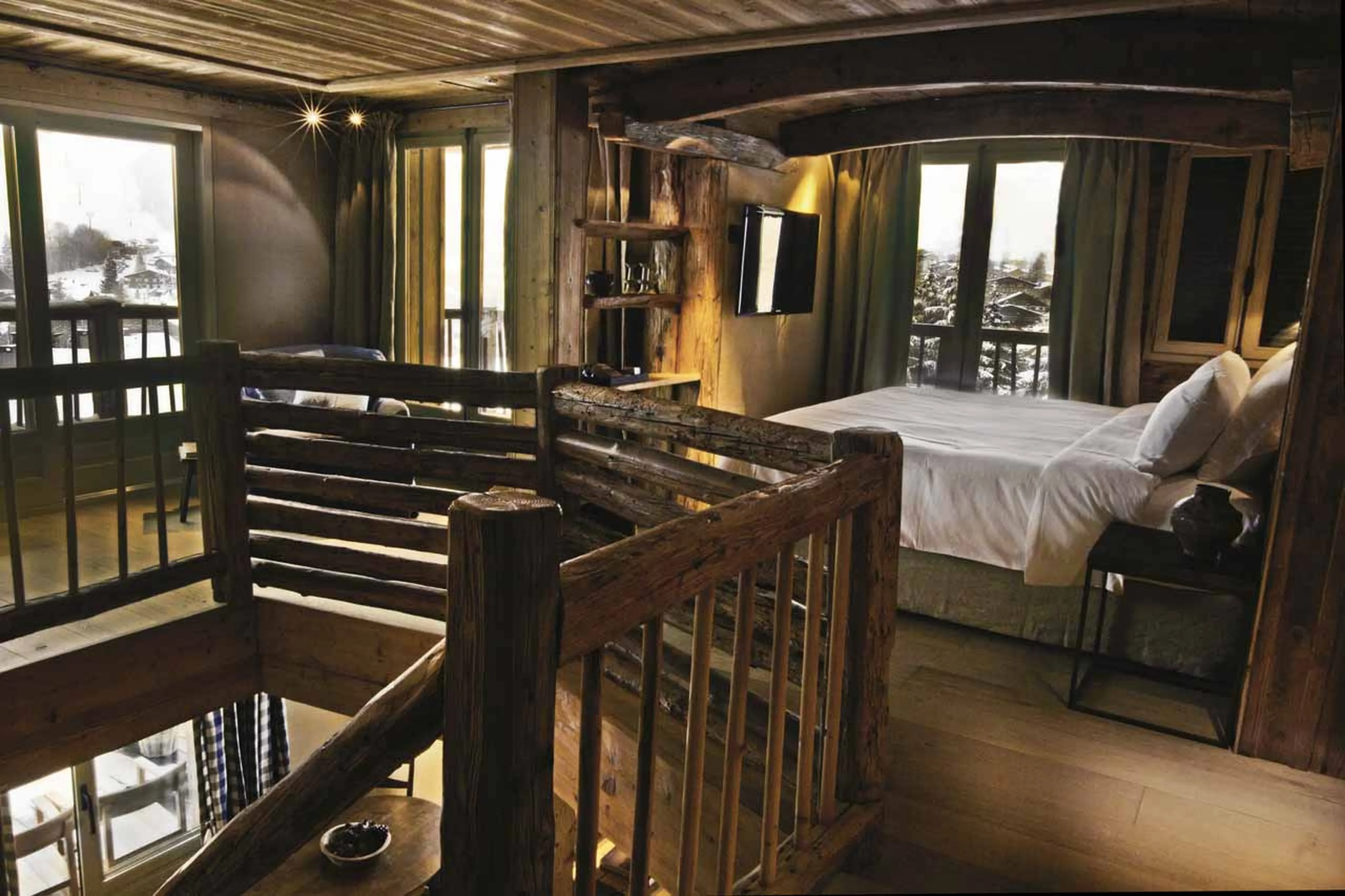 Suite 4 bed at Le Chalet Zannier in Megeve