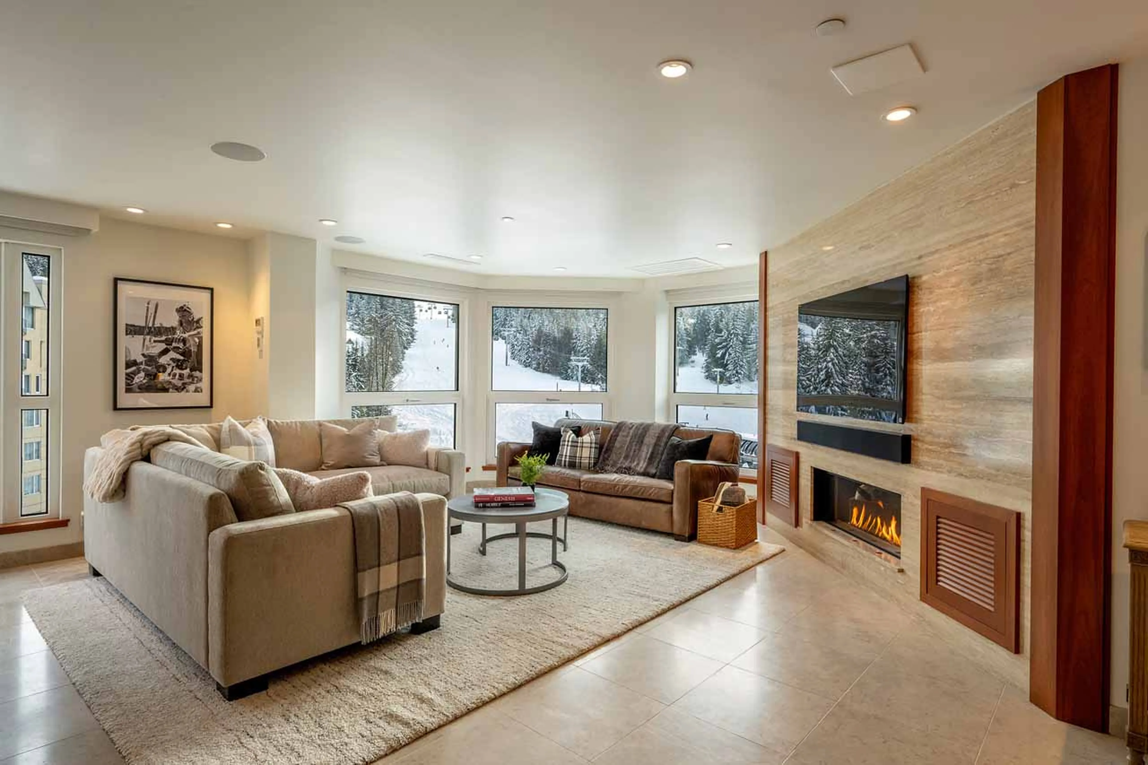 Upper living area at Le Chamois Penthouse in Whistler