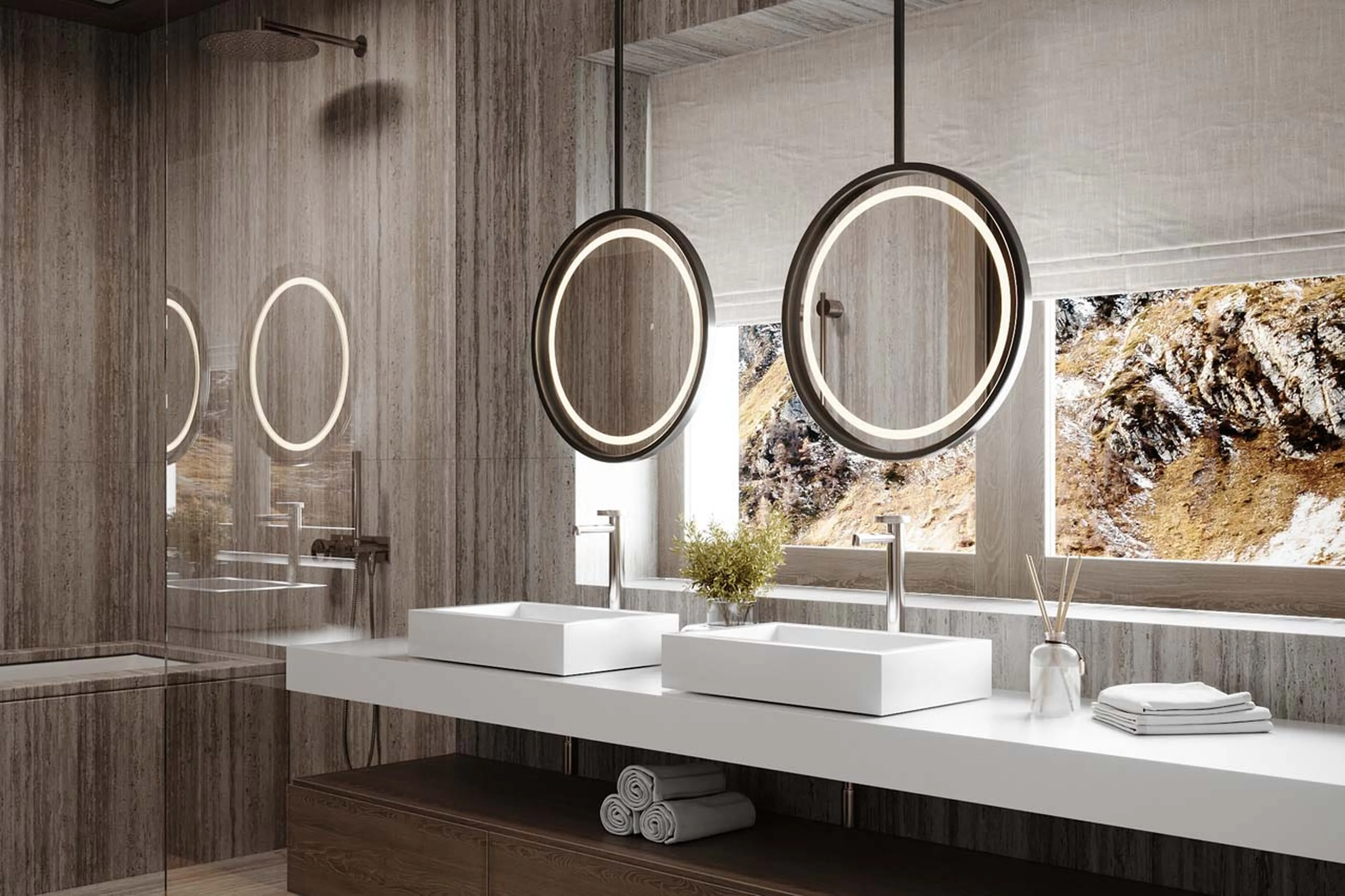 Double basin and shower in Le Cinq, Val d'Isere