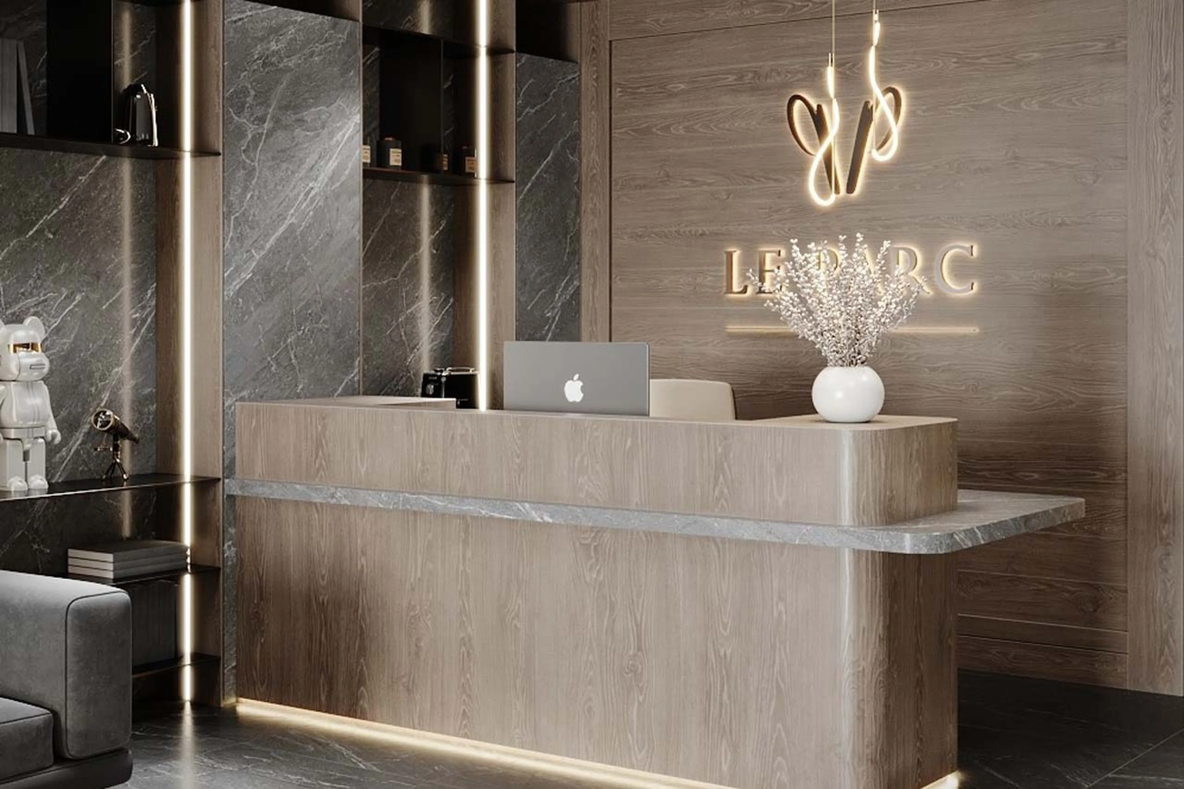 Front desk in reception in Le Cinq, Val d'Isere