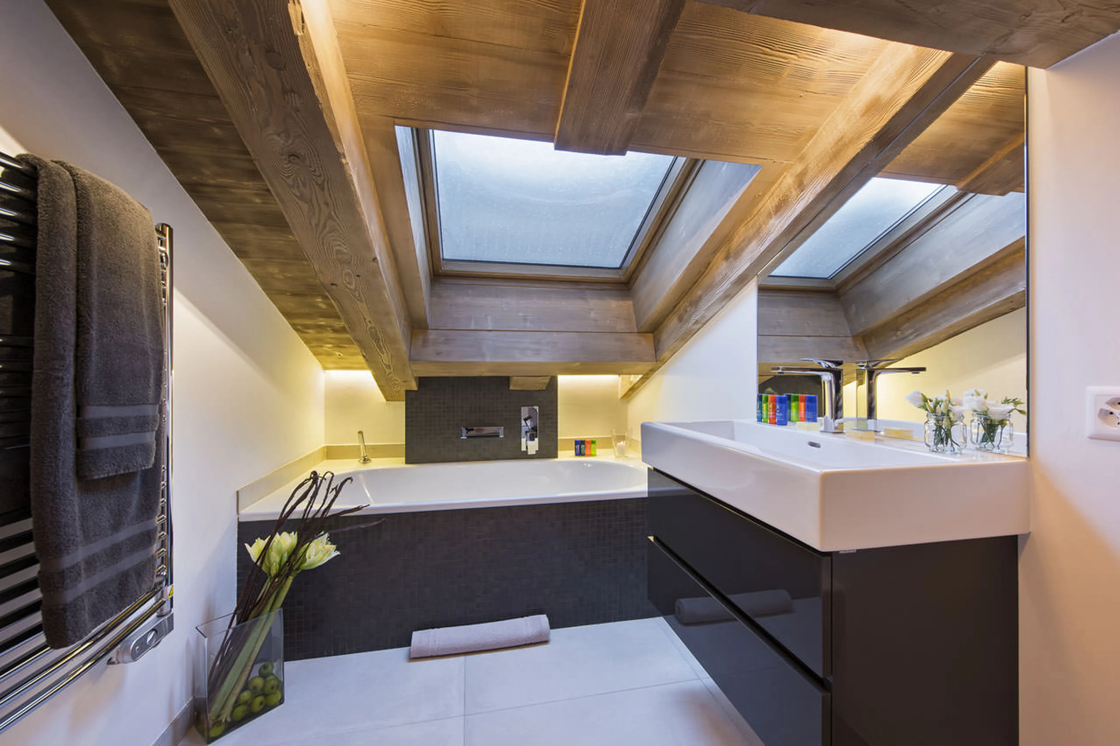 Guest bathroom off TV room in Le Daray Penthouse in Verbier