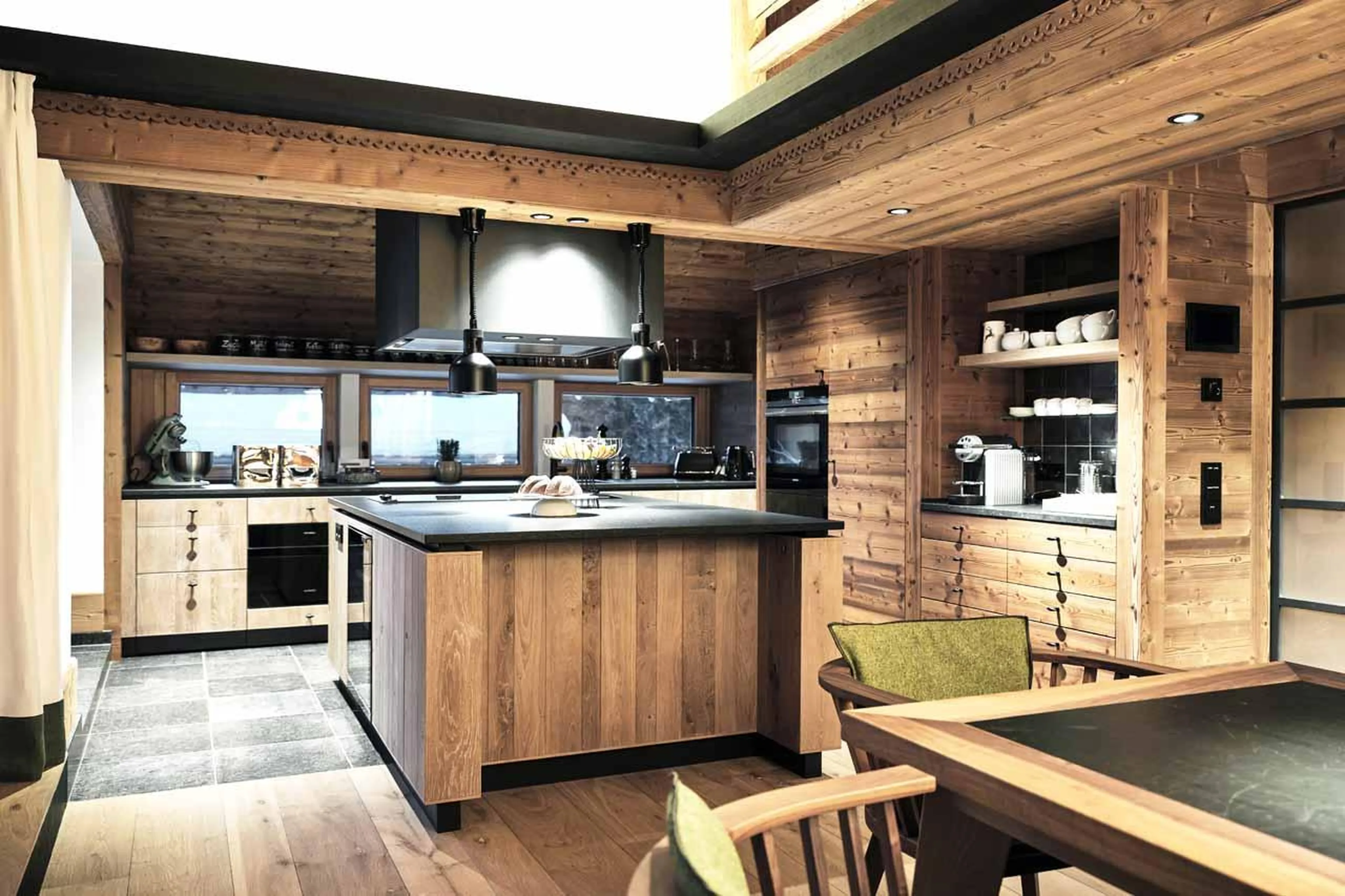 Kitchen with central island in Lech Lodge Loft, Lech