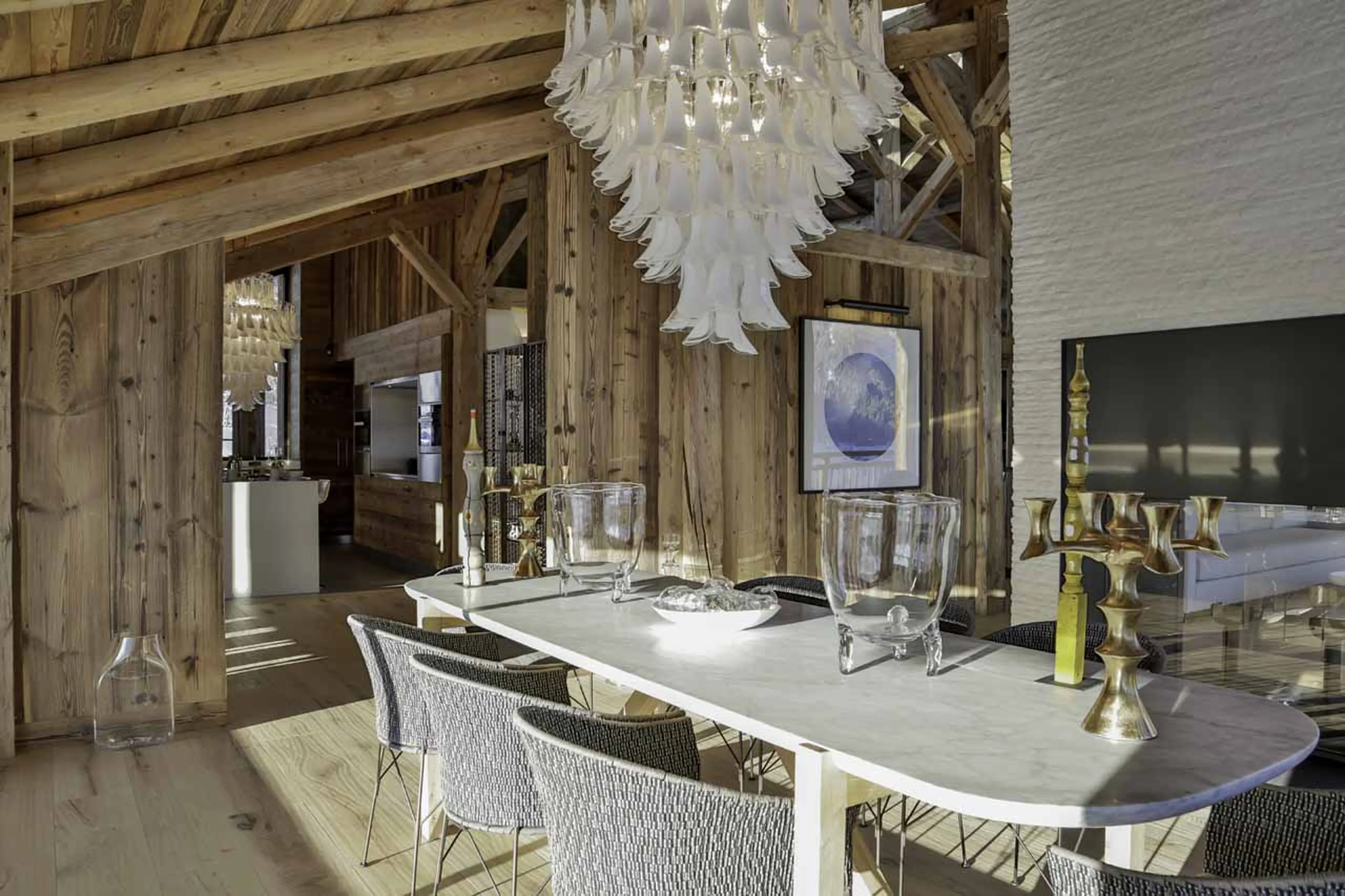 Dining area at La Fermes a la Leonthine in Megeve