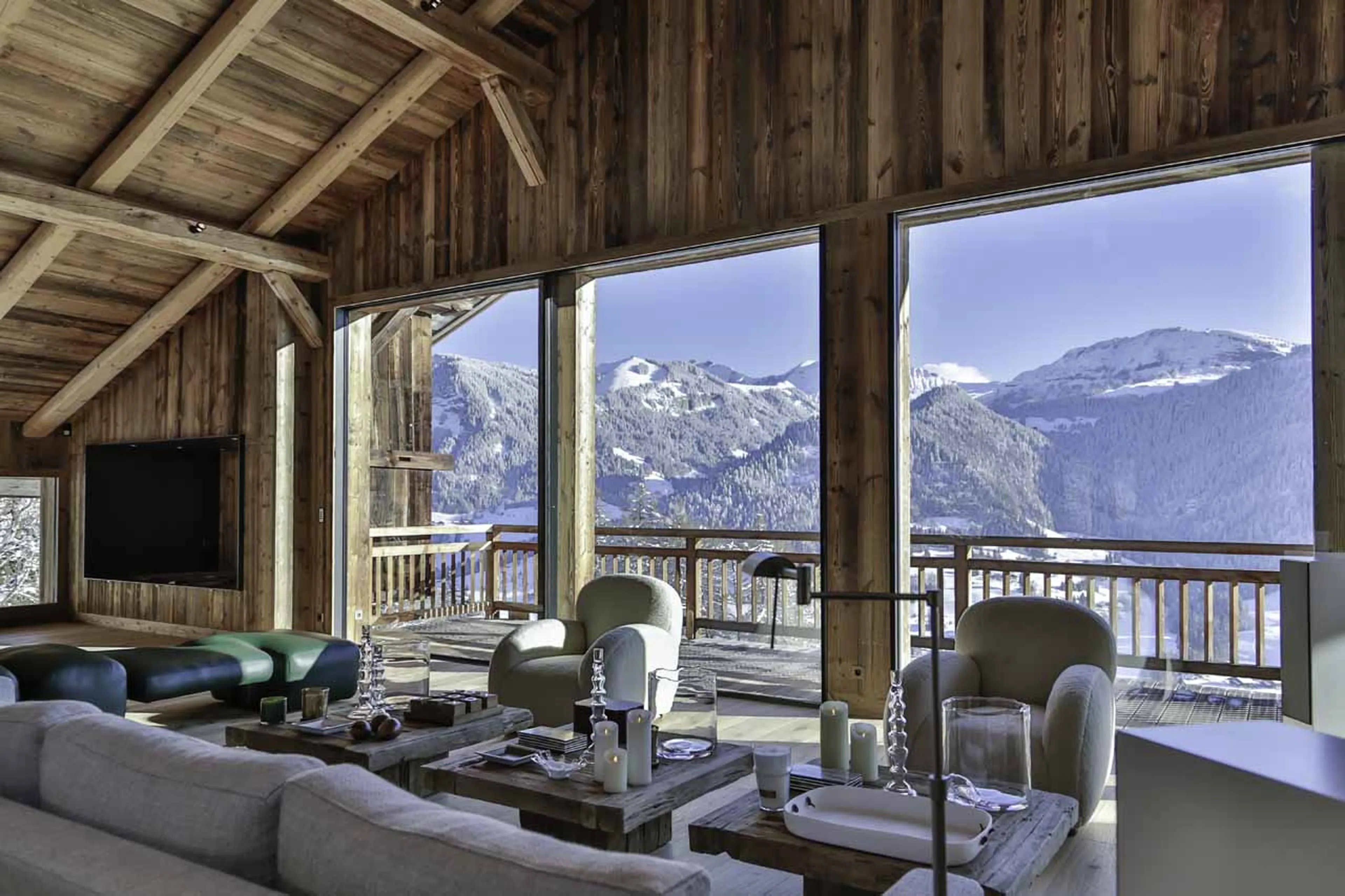 Large TV in living area at La Fermes a la Leonthine in Megeve