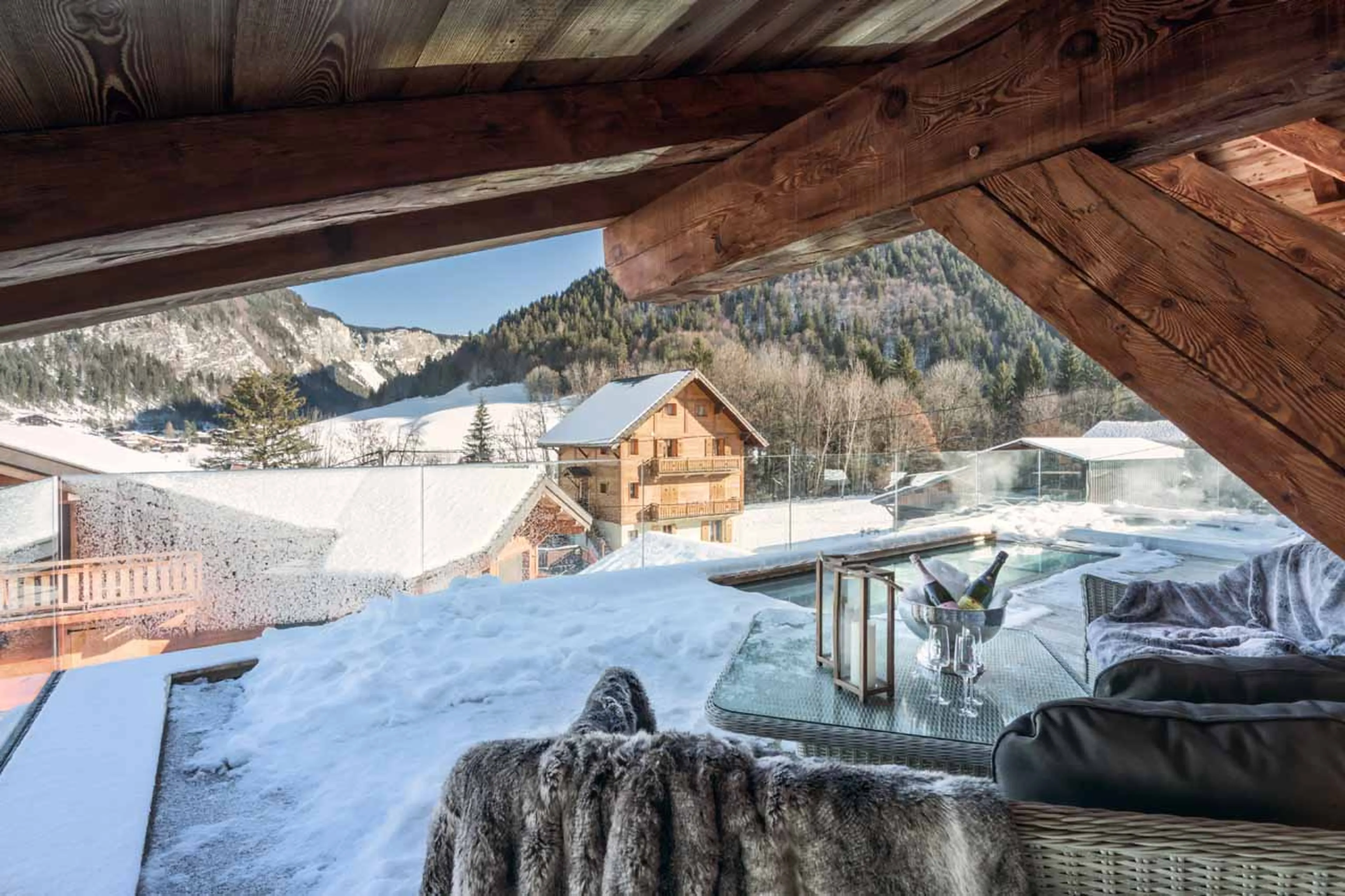Terrace views at Lodge de Nants in Morzine
