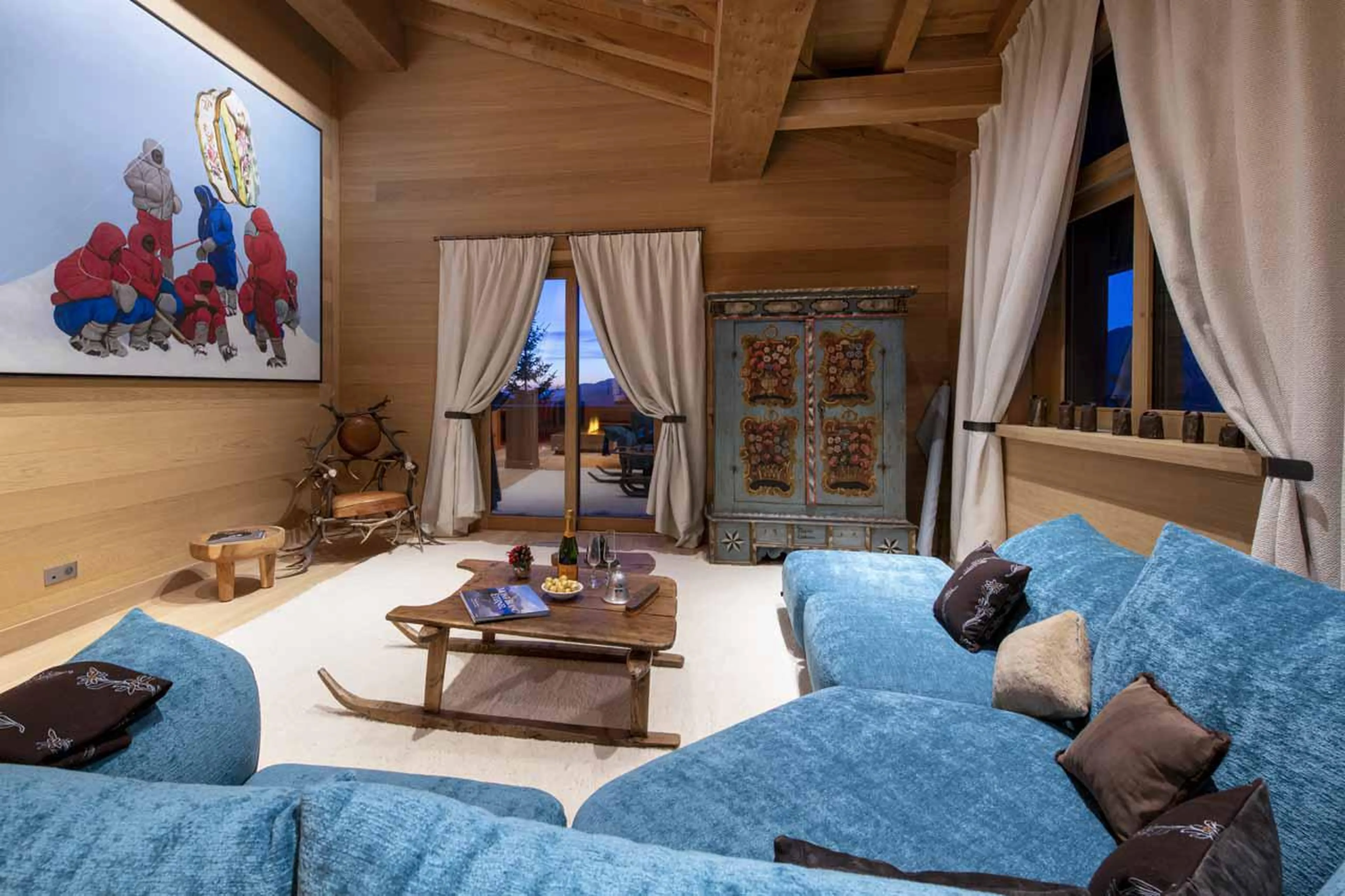Large corner sofa and sliding doors onto balcony in Lord of Snow, Courchevel 1850