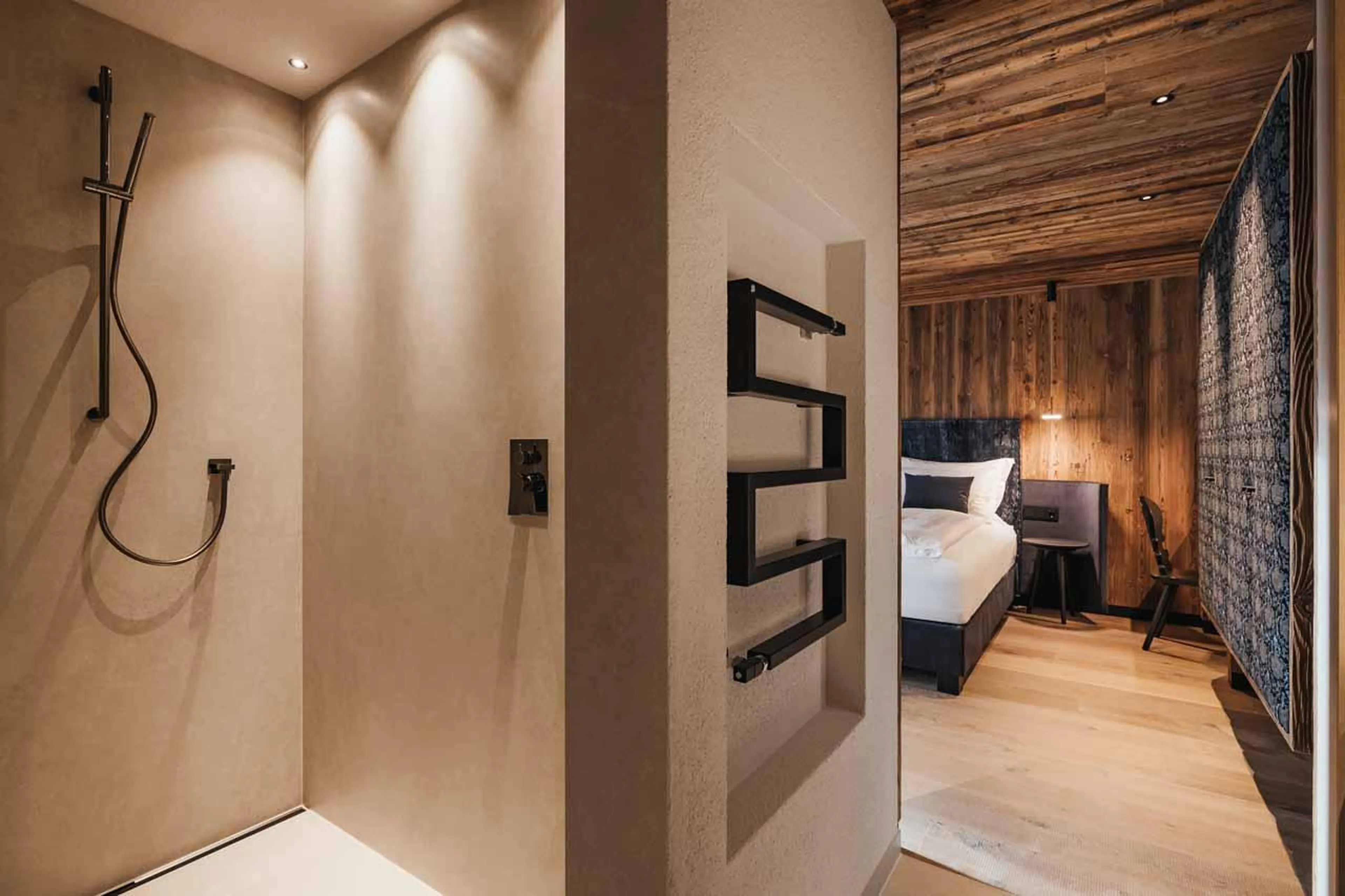 Shower room three at Chalet Lum d'Or in Val Gardena