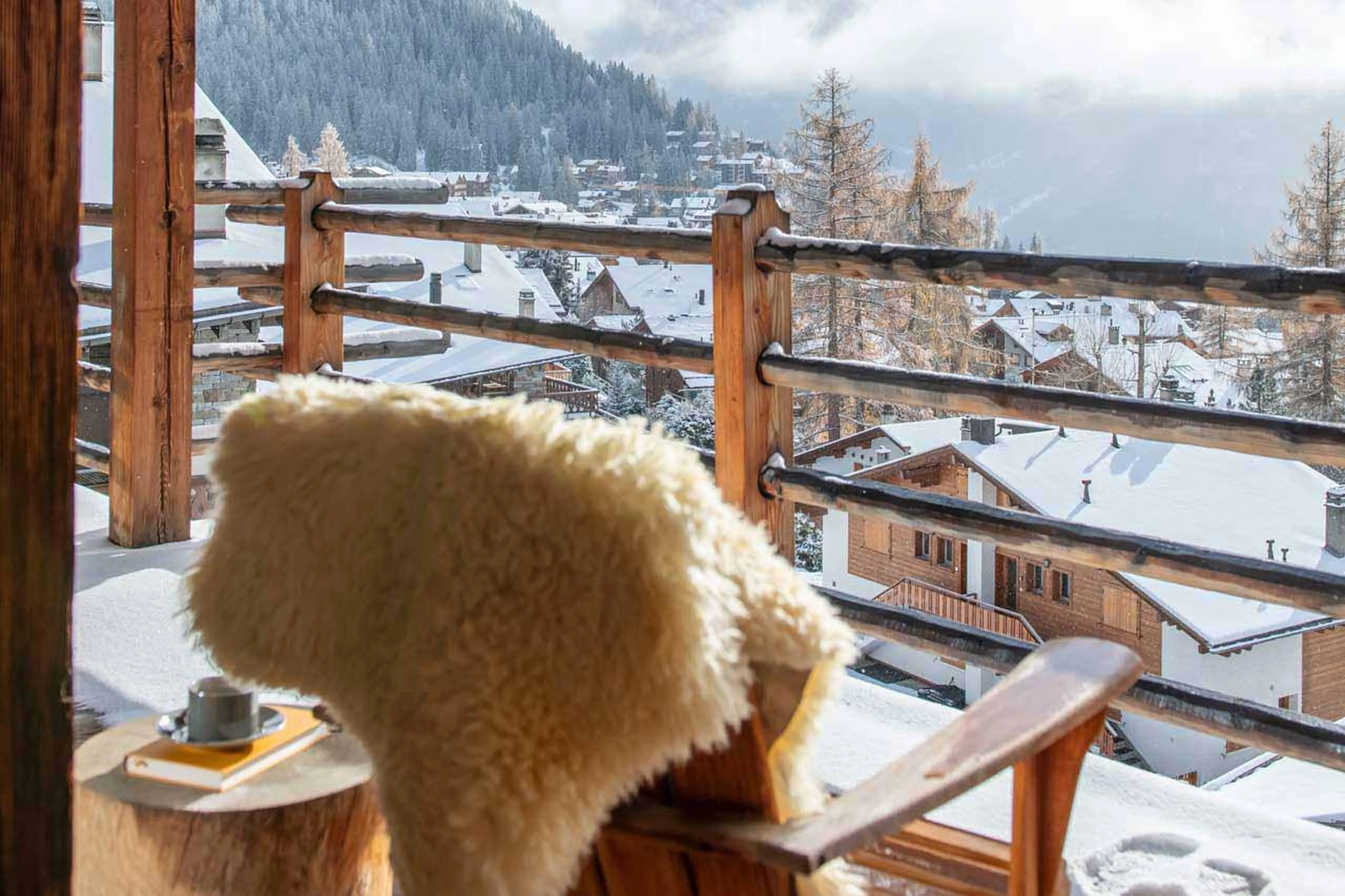 Peaceful and tranquil balcony space at Marmotte Penthouse in Verbier