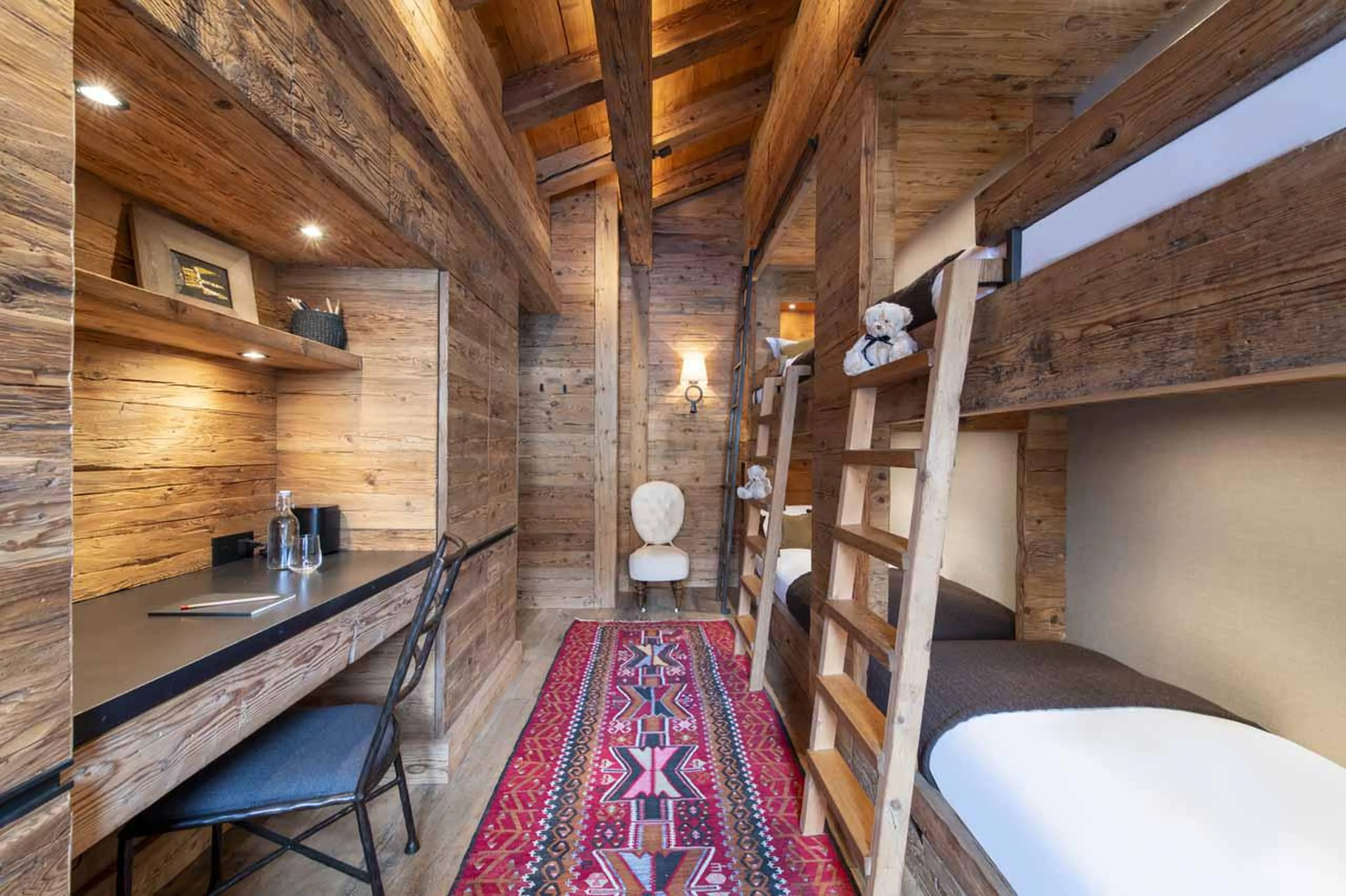 Quad bunk room accommodating four children or two adults at Marmotte Penthouse in Verbier