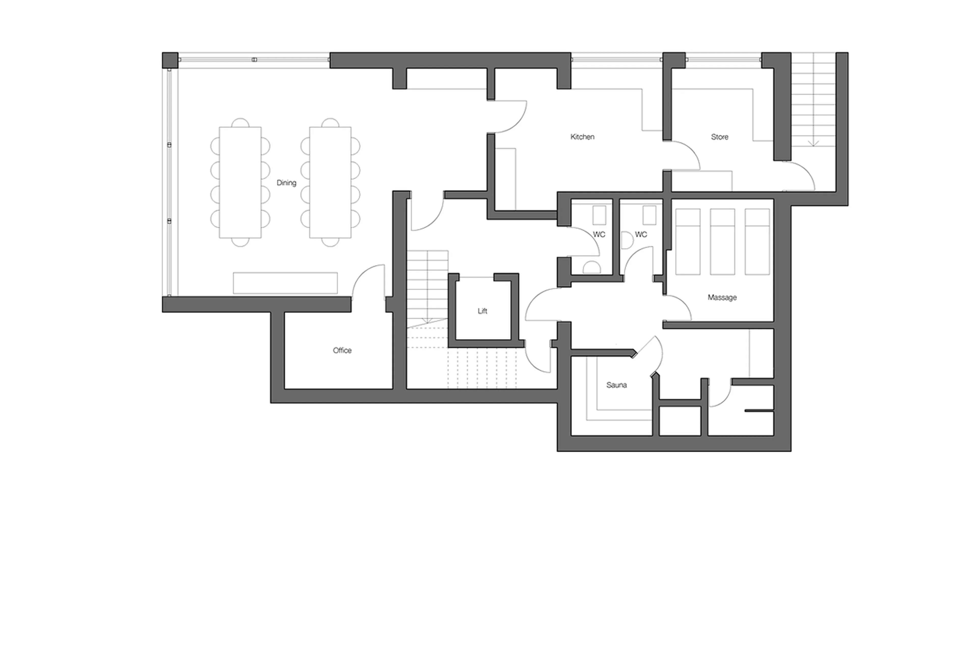 Level -1 floor plan of Montfort Lodge in St Anton