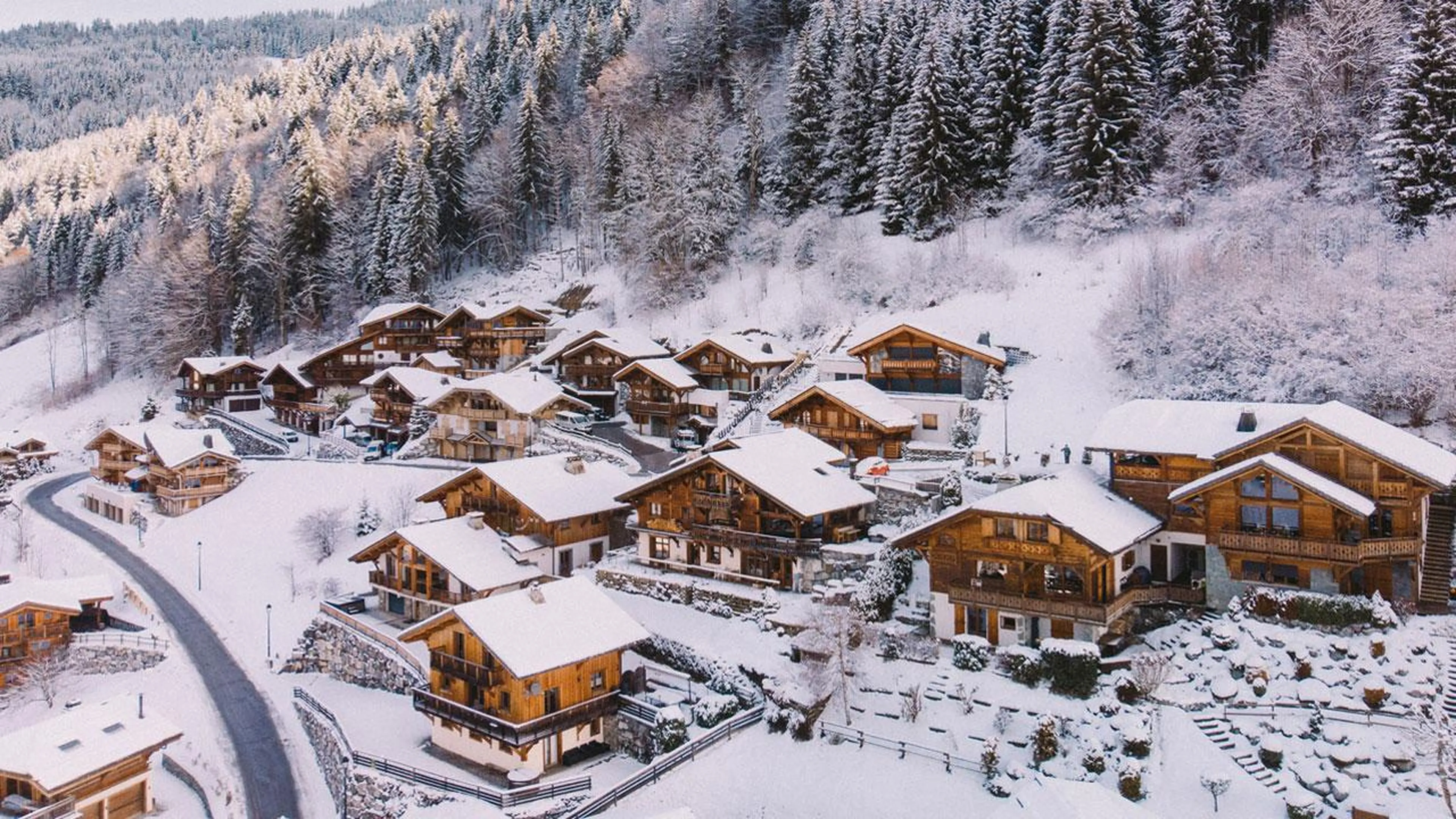 View of Morzine ski resort in winter